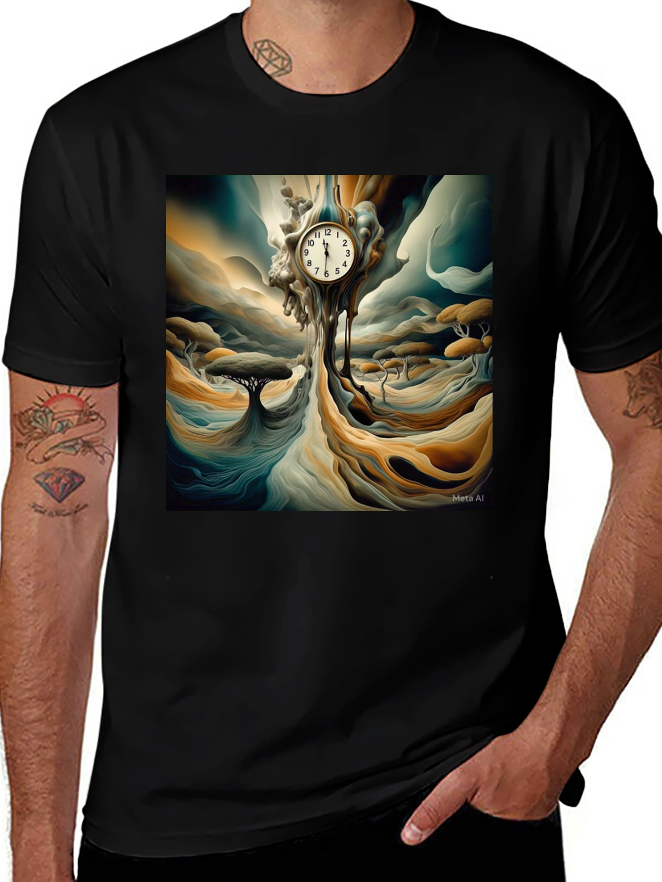 Variant 9 of Surreal Melting Clock T-Shirt