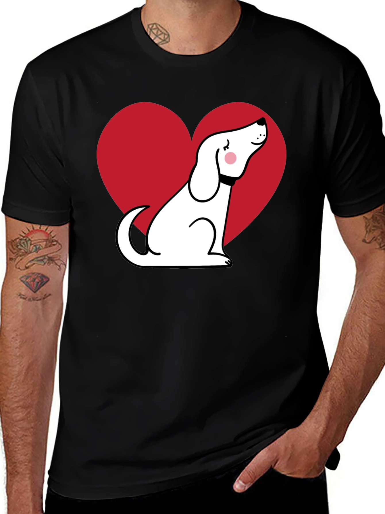 Variant 12 of Dog Heart Graphic T-Shirt - Black