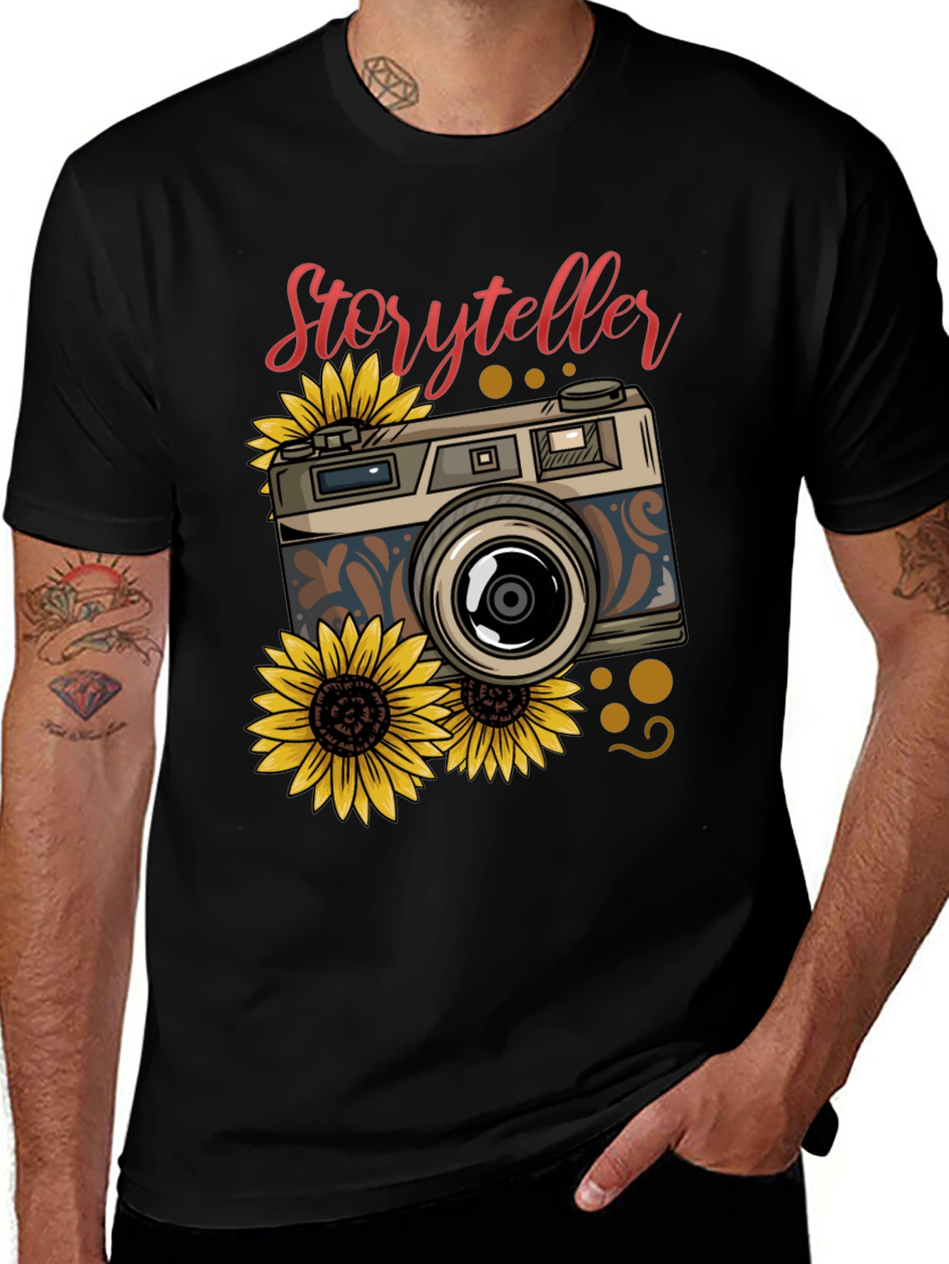 Variant 8 of Storyteller Camera Sunflower Graphic T-Shirt