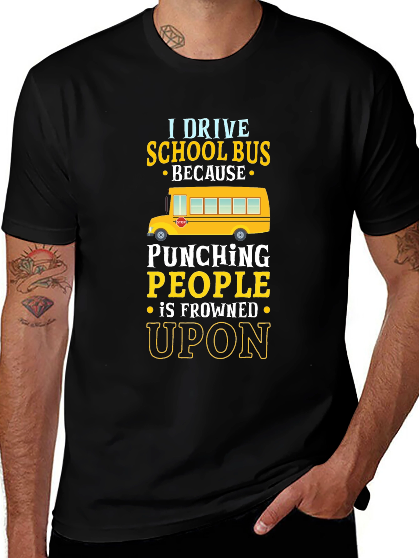 Variant 17 of Funny School Bus Driver T-Shirt - Punching People Frowned Upon