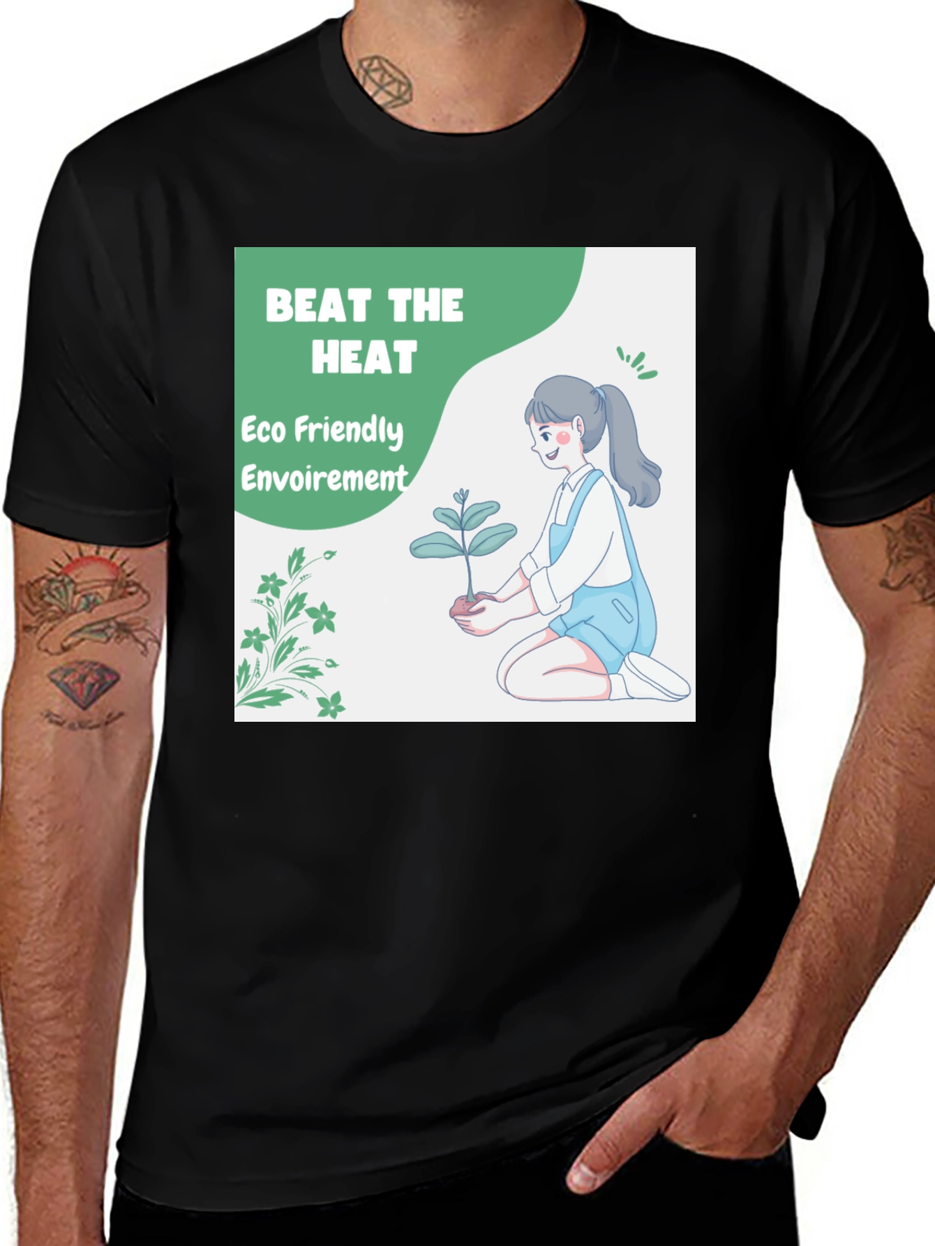 Black Eco Friendly T-Shirt - Beat the Heat main image