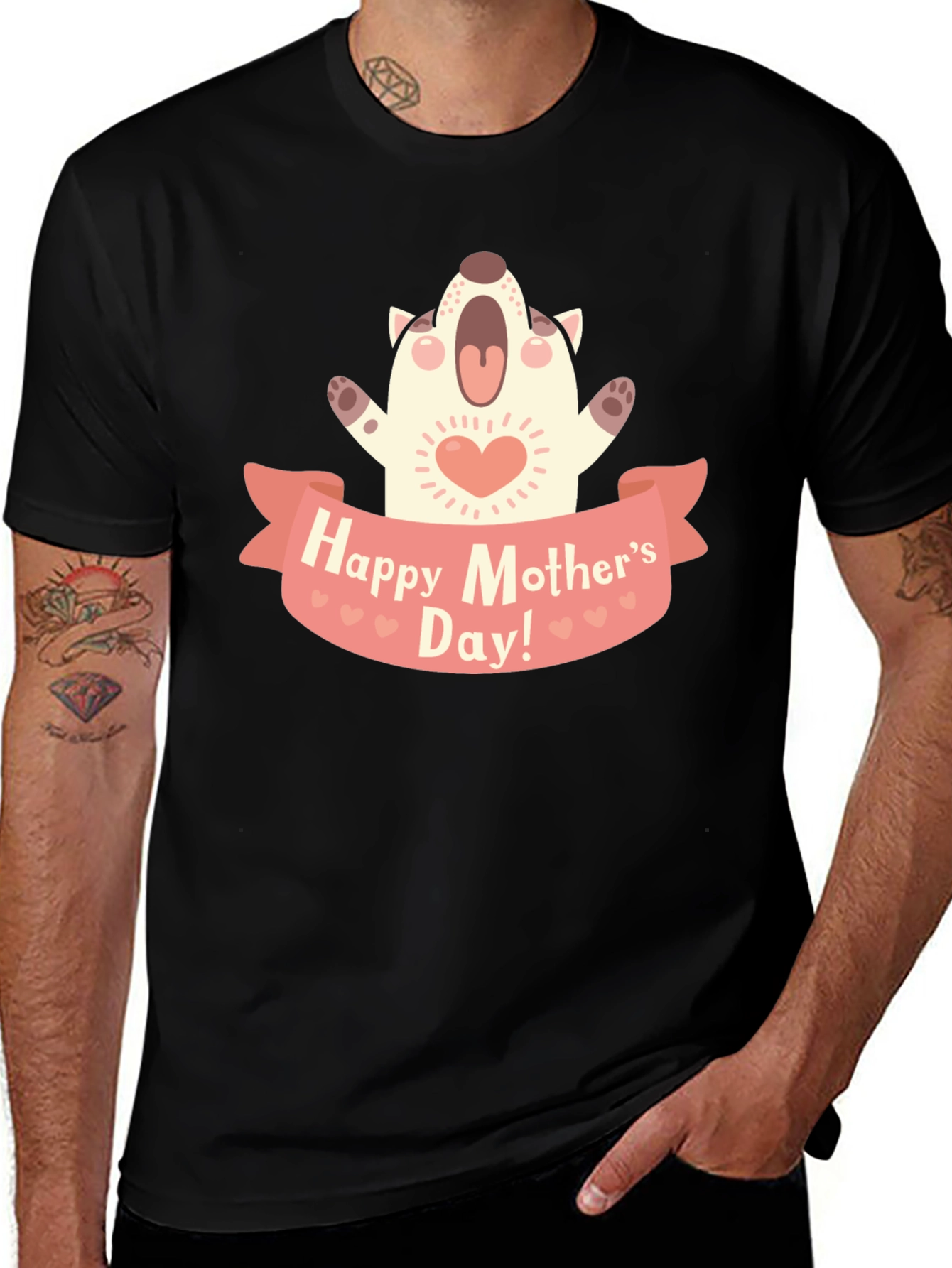 Black Happy Mother's Day Dog Graphic T-Shirt main image
