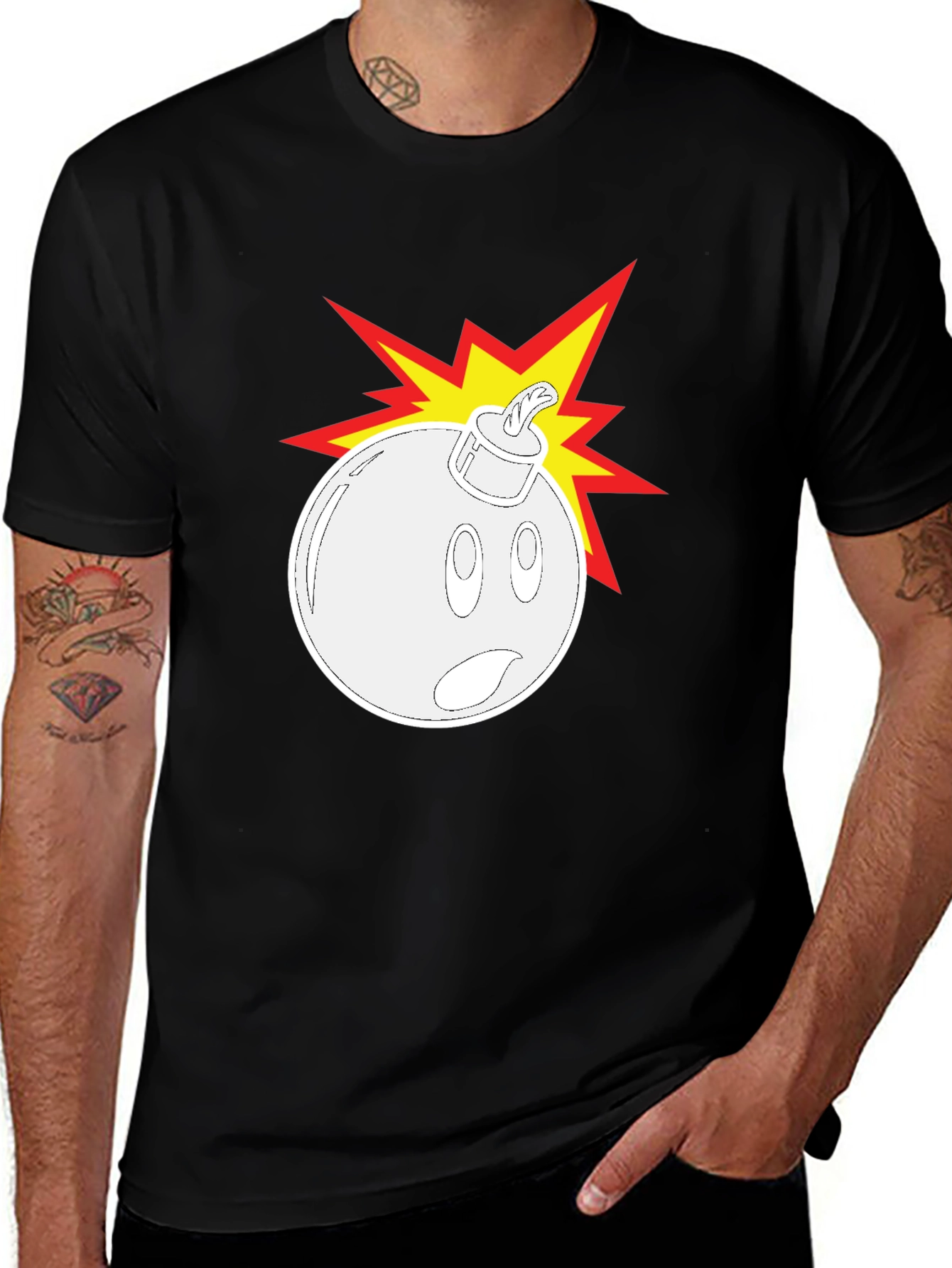 Variant 12 of Bomb Graphic Black Crew Neck T-Shirt