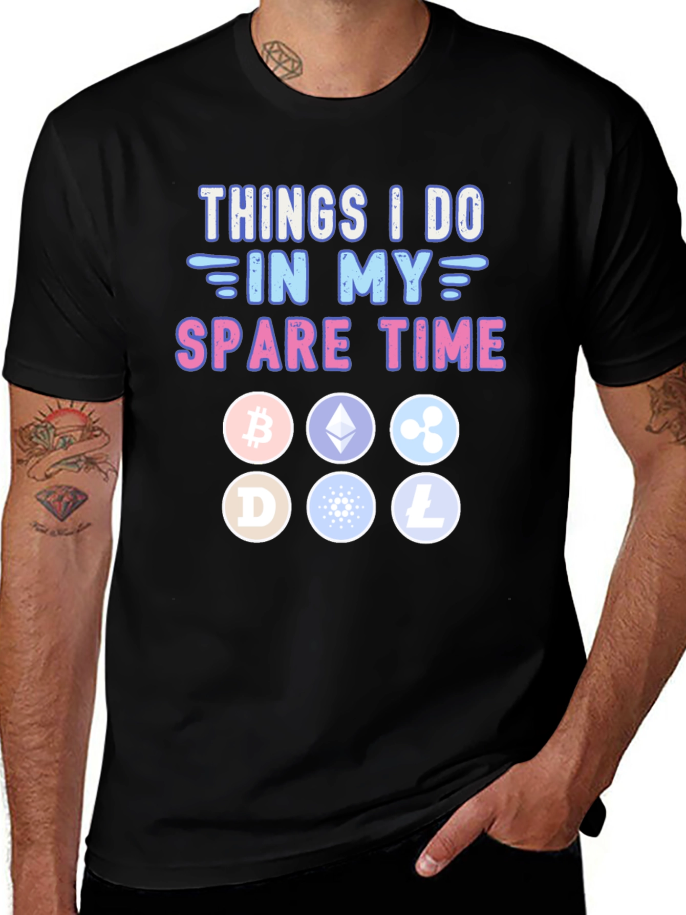 Variant 22 of Crypto Spare Time T-Shirt - Bitcoin, Ethereum, Ripple & More