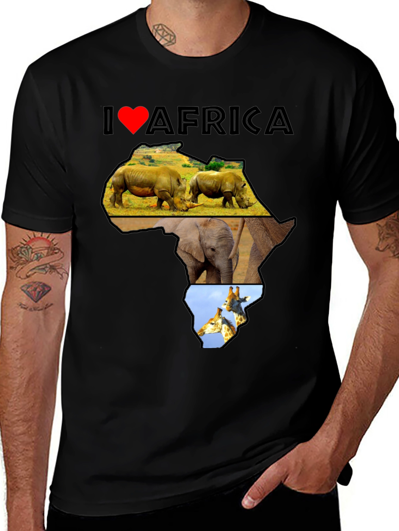 I Love Africa T-Shirt - Animal Continent Design