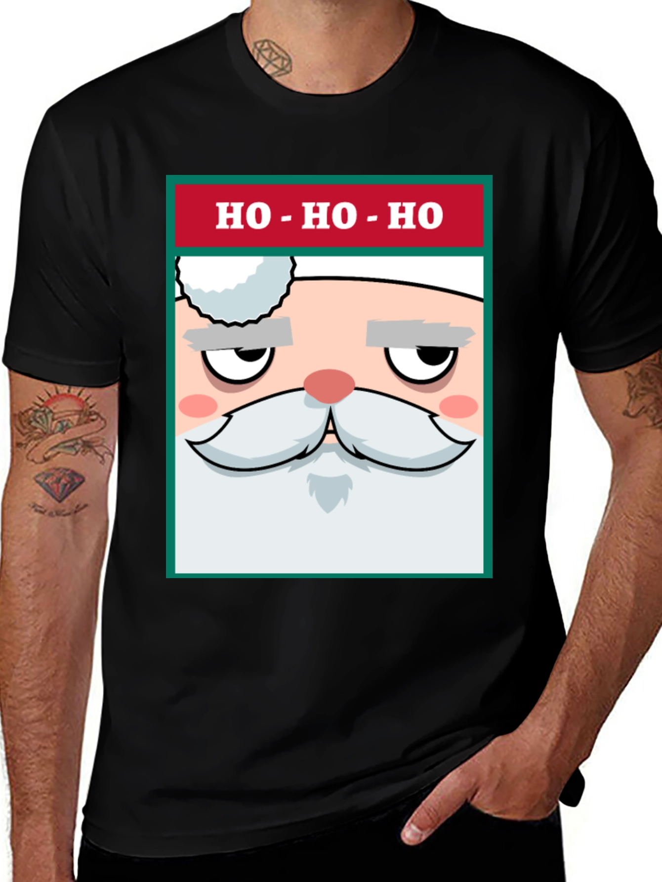 Funny Santa Face T-Shirt - Ho Ho Ho Holiday Tee