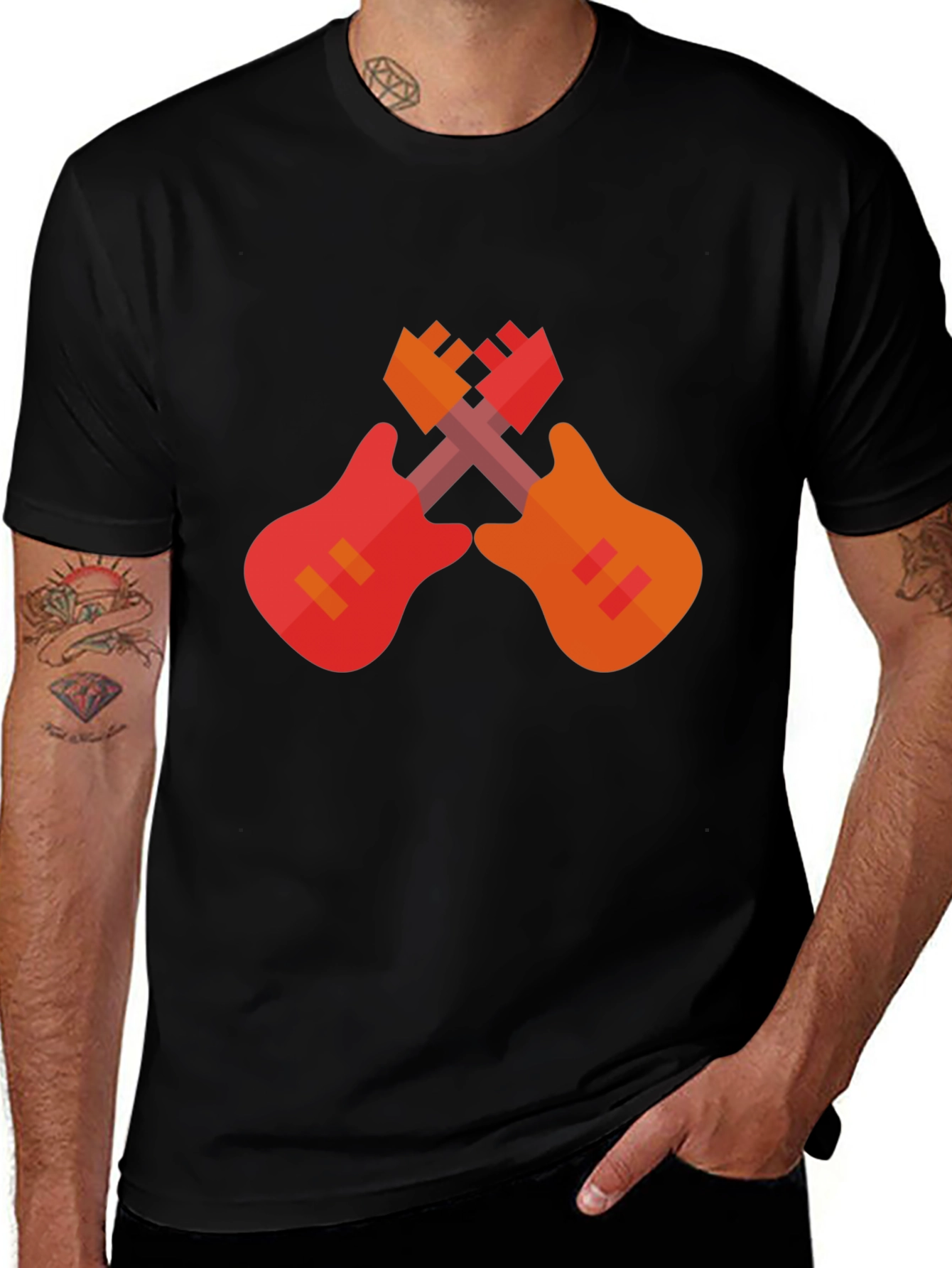 Variant 18 of Crossed Guitars Graphic T-Shirt - Rock On!