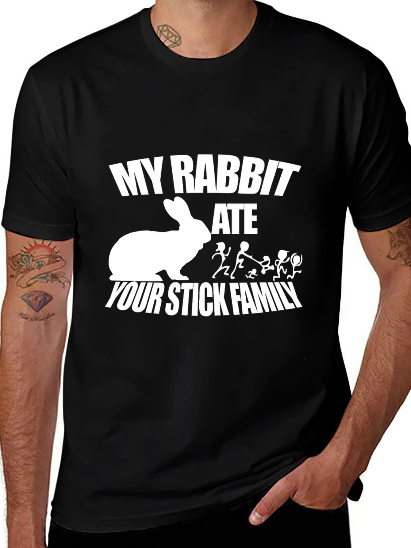 Variant 6 of Funny Rabbit Ate Your Stick Family T-Shirt