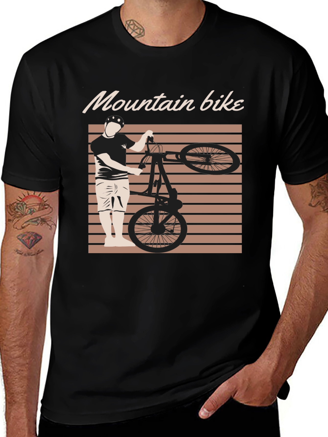 Variant 23 of Mountain Bike Graphic Tee - Black Cotton Blend