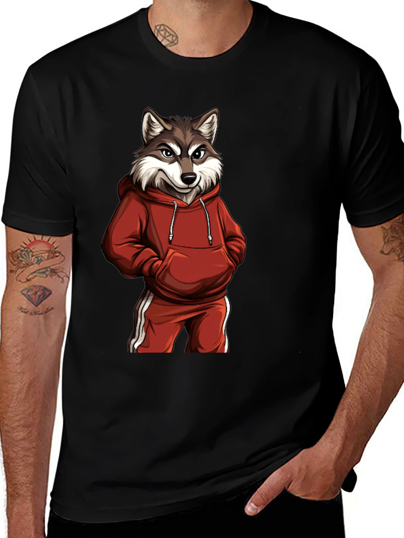 Variant 9 of Wolf in Hoodie Graphic T-Shirt