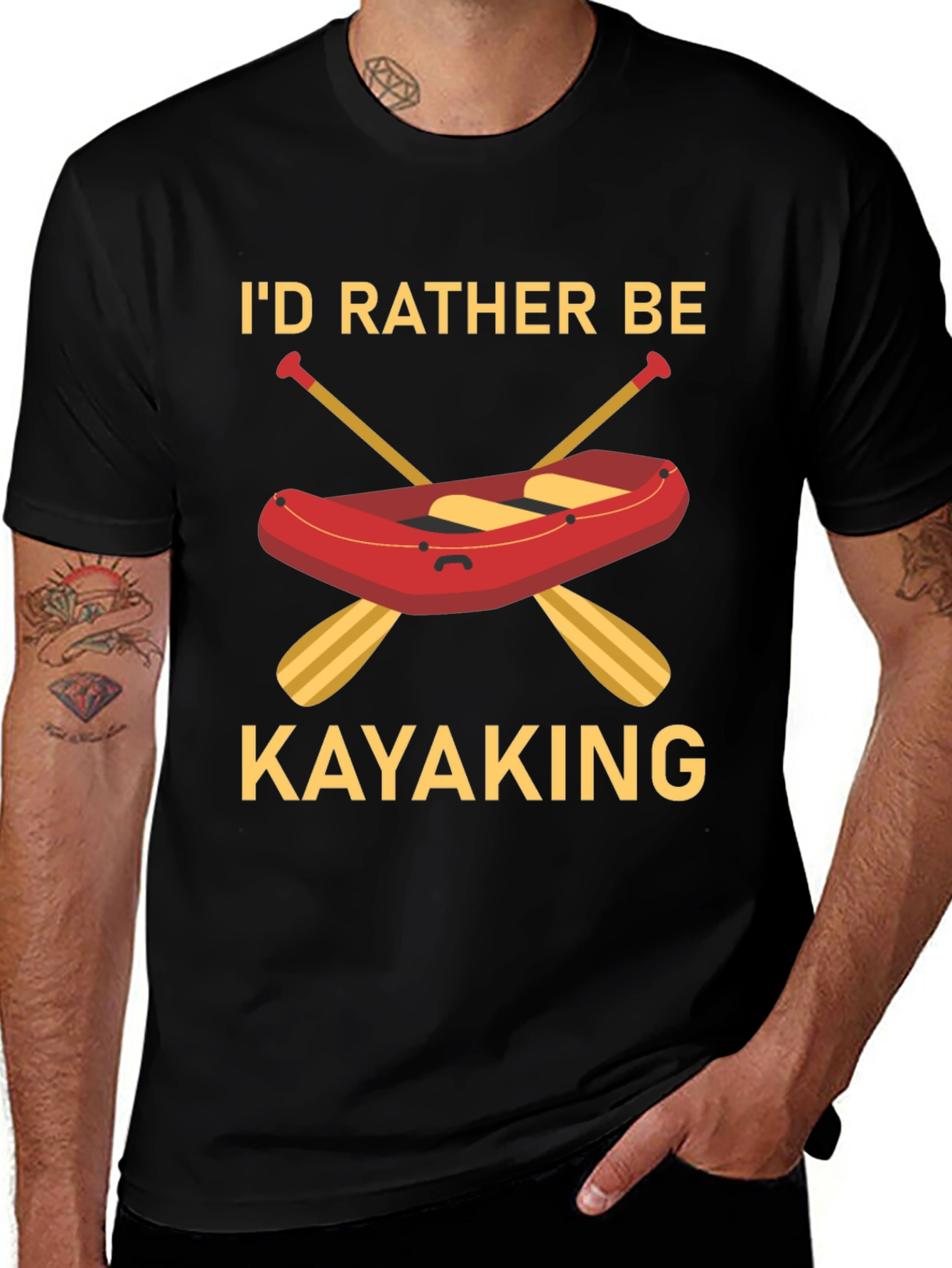 Variant 9 of I'd Rather Be Kayaking Black T-Shirt