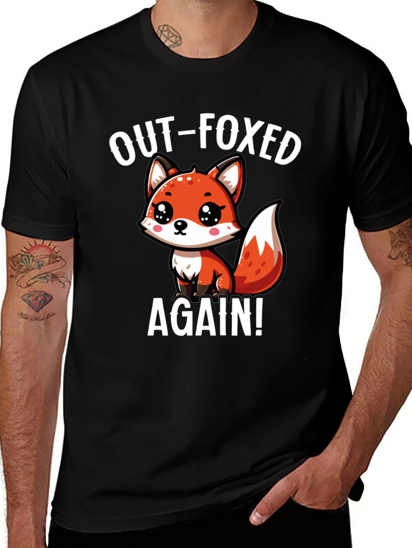 Variant 4 of Out-Foxed Again! Cute Cartoon Fox Graphic T-Shirt