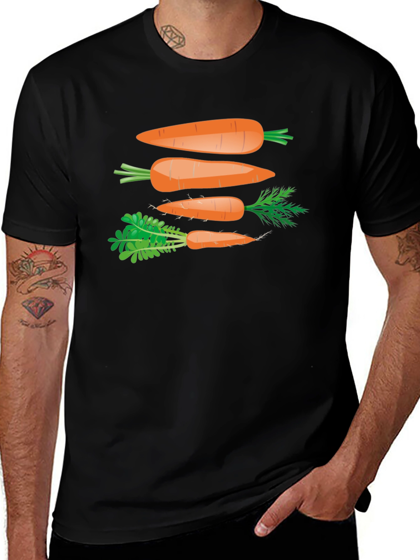 Variant 13 of Carrot Design T-Shirt - Black