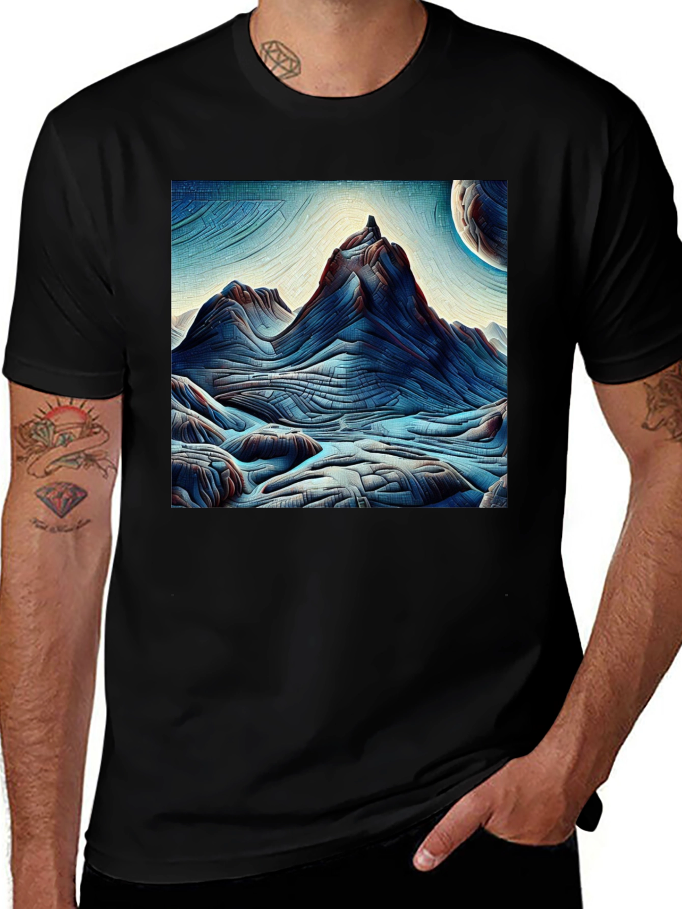 Variant 22 of Abstract Mountain Graphic Tee - Black