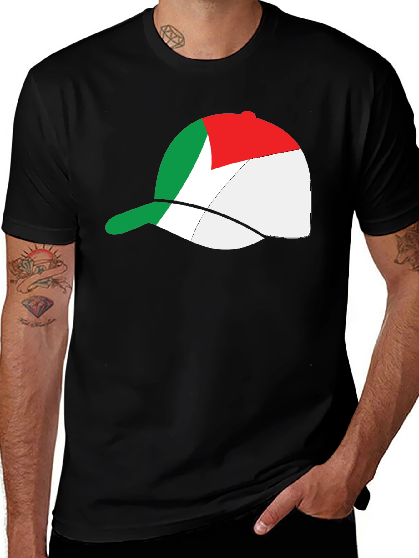 Italian Flag Baseball Cap Design T-Shirt