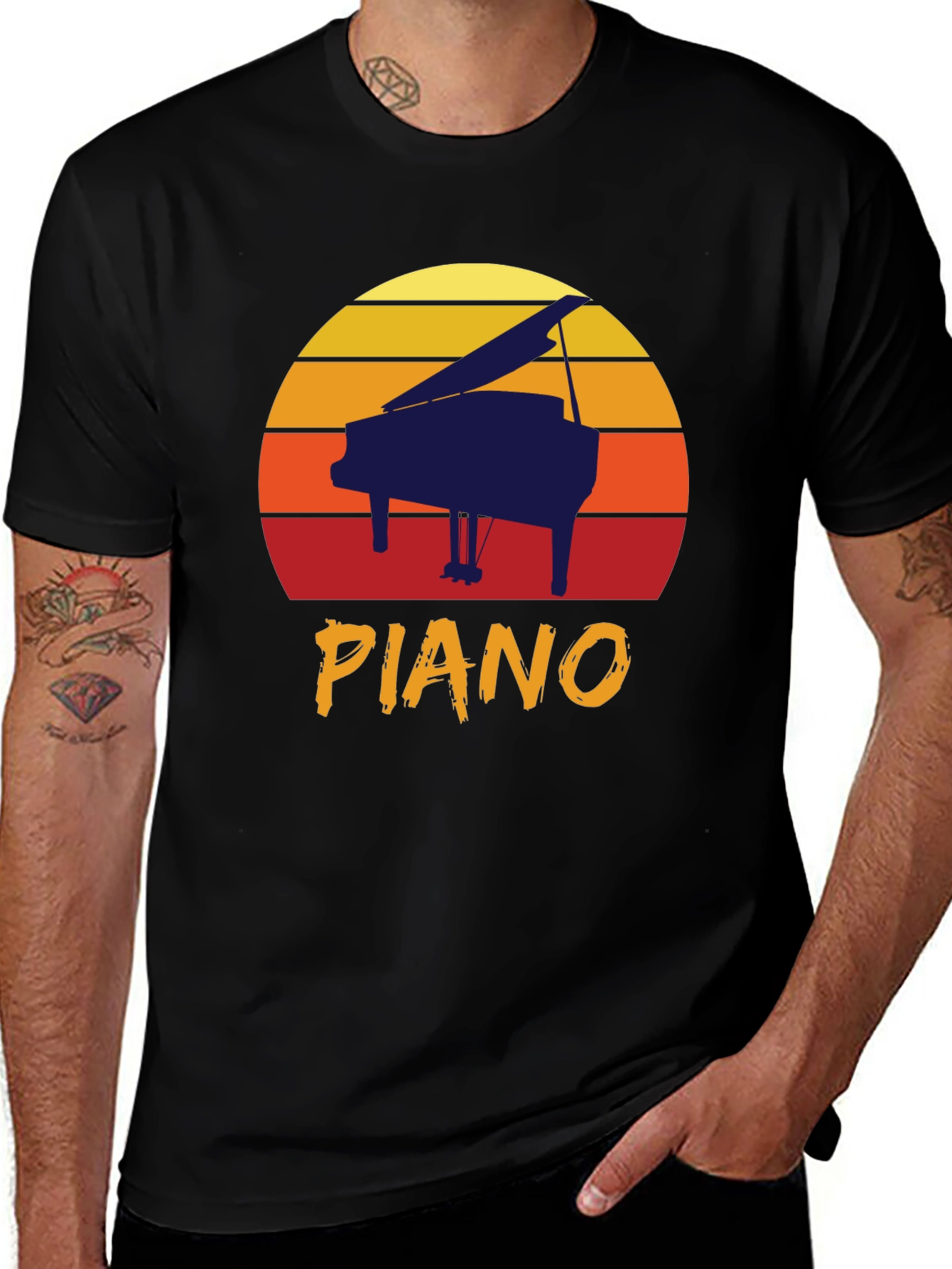 Variant 20 of Retro Piano Sunset Graphic Tee