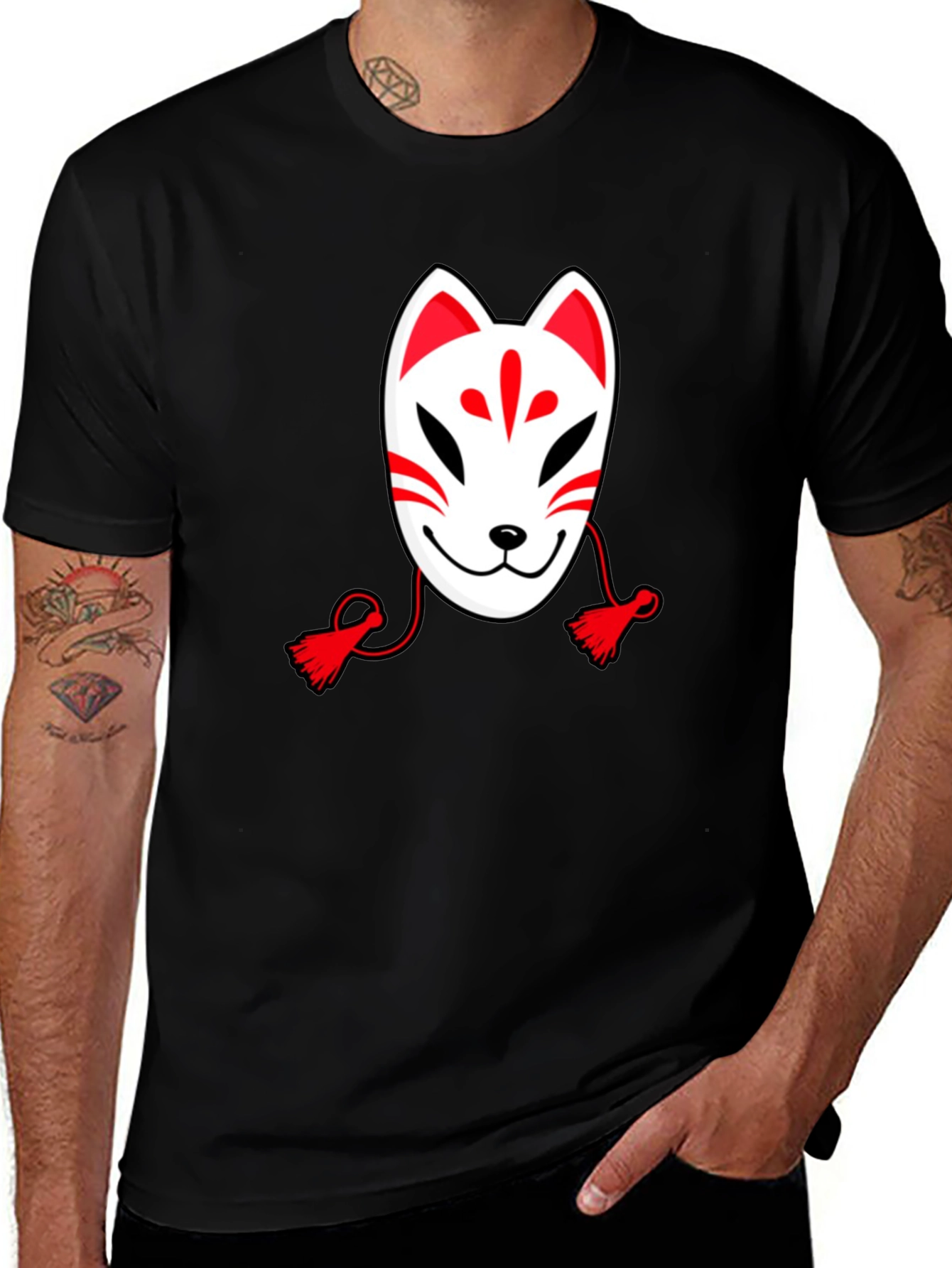 Variant 20 of Fox Mask Graphic Tee - Unique Anime Design