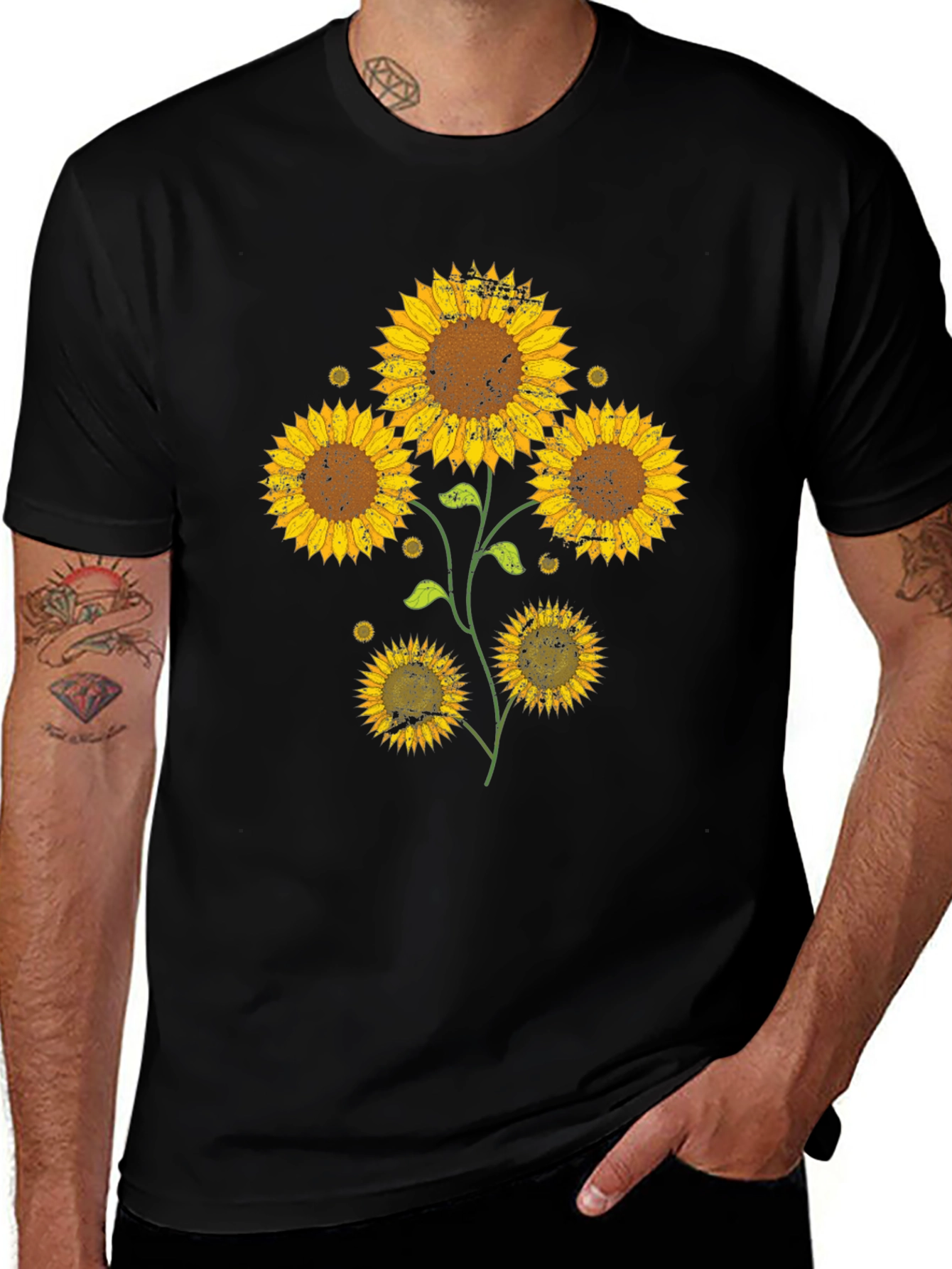 Sunflower Graphic Black T-Shirt