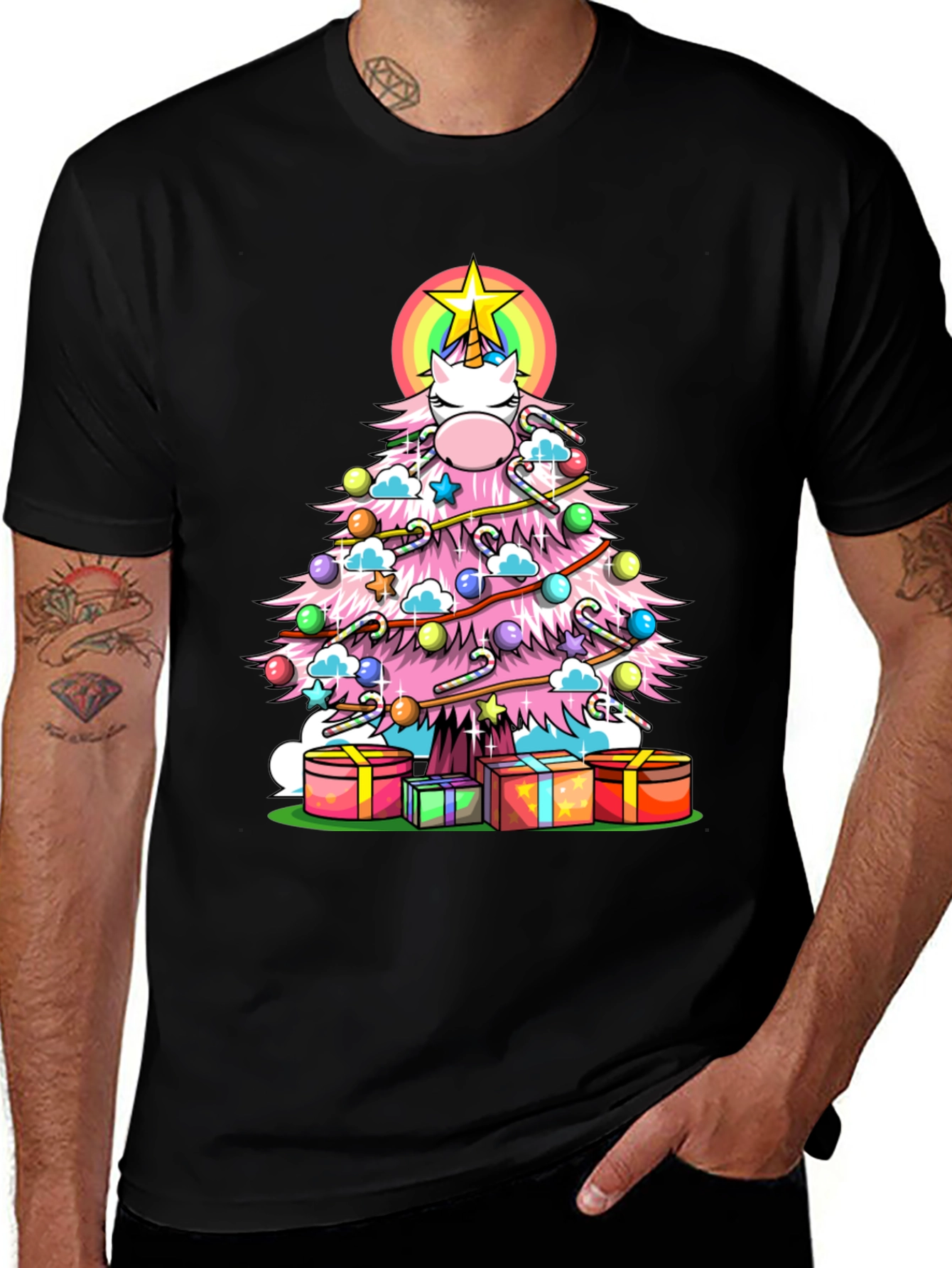 Unicorn Christmas Tree Graphic Tee