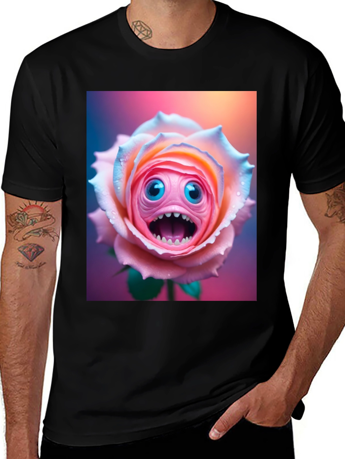 Variant 29 of Monster Rose Graphic Tee - Unique and Funny!