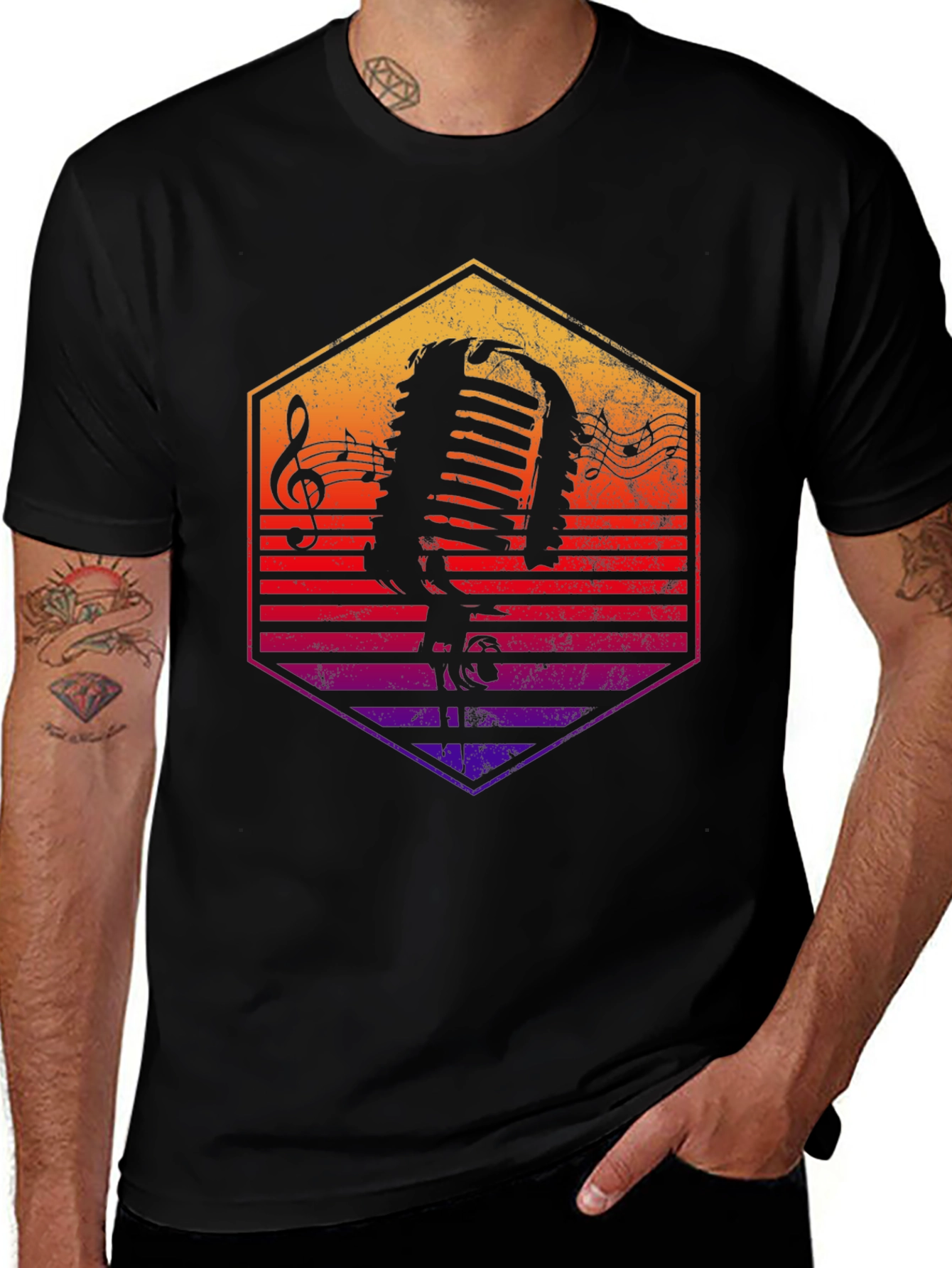 Variant 4 of Retro Microphone Graphic T-Shirt - Music Lover Tee