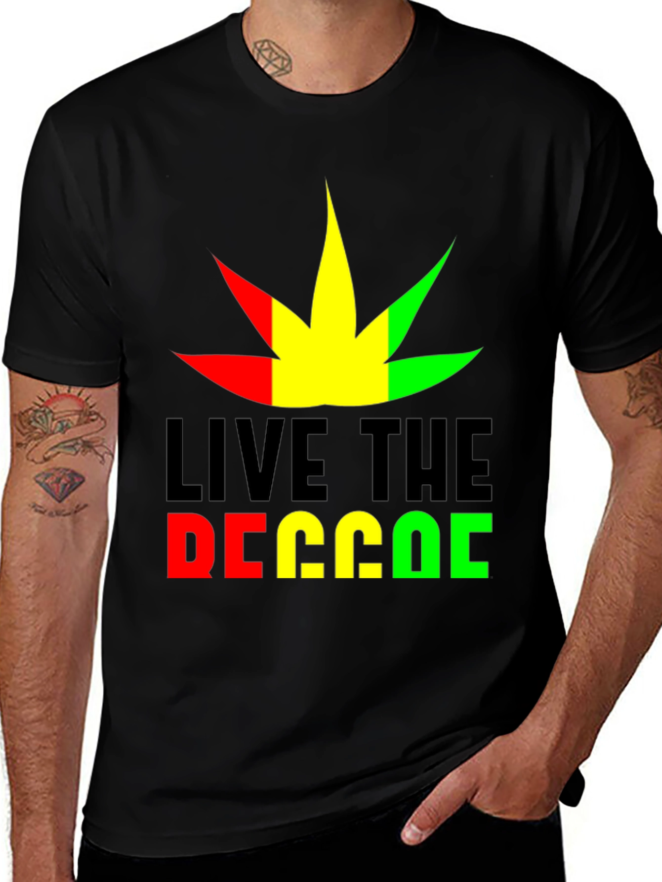 Variant 12 of Live the Reggae T-Shirt - Rasta Colors