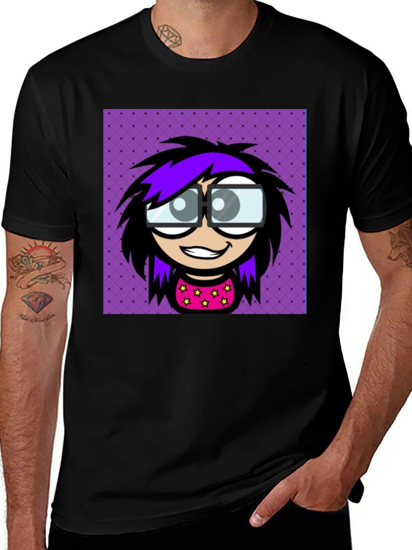 Variant 16 of Fun Cartoon Graphic Black T-Shirt