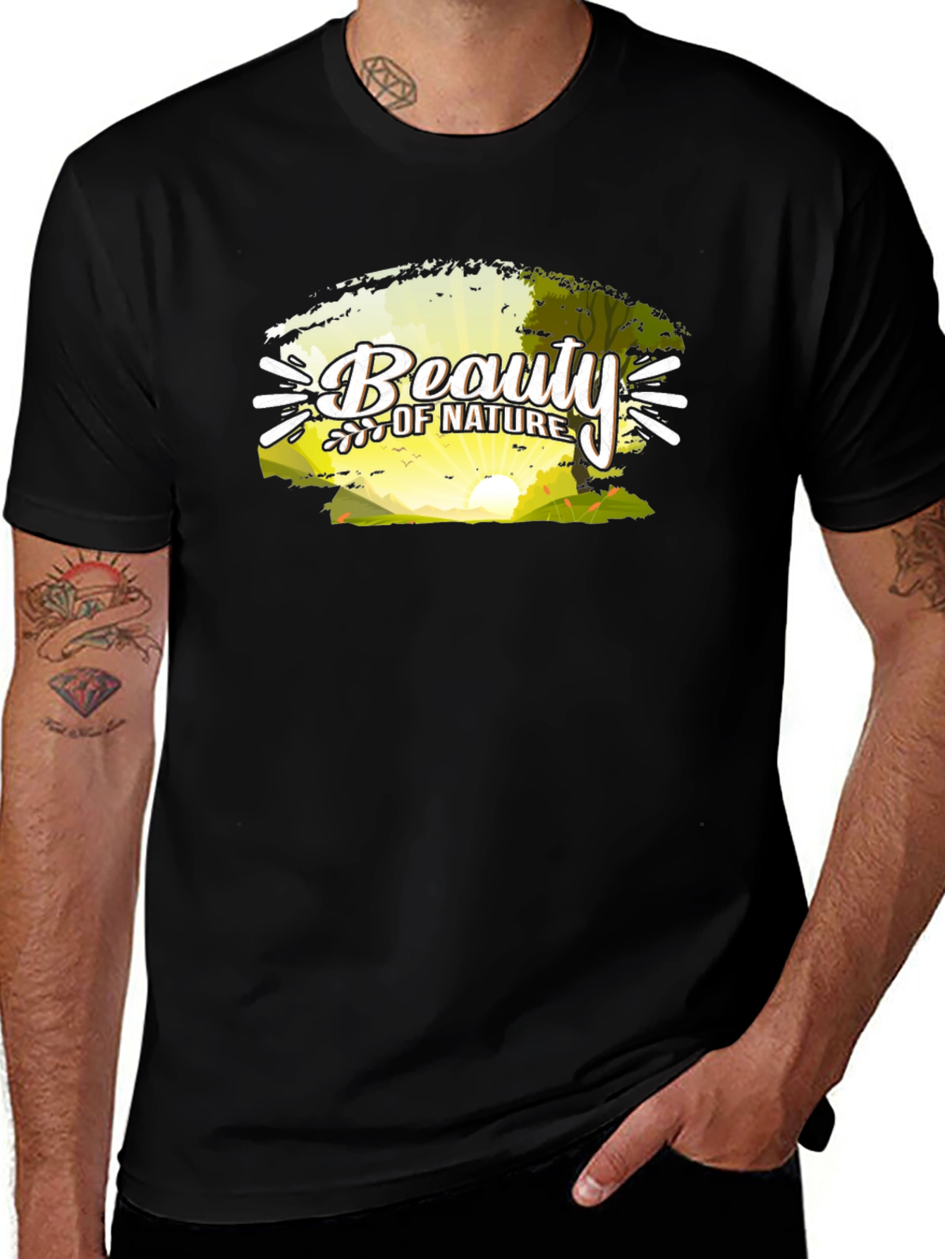Variant 6 of Beauty of Nature Graphic Black Tee