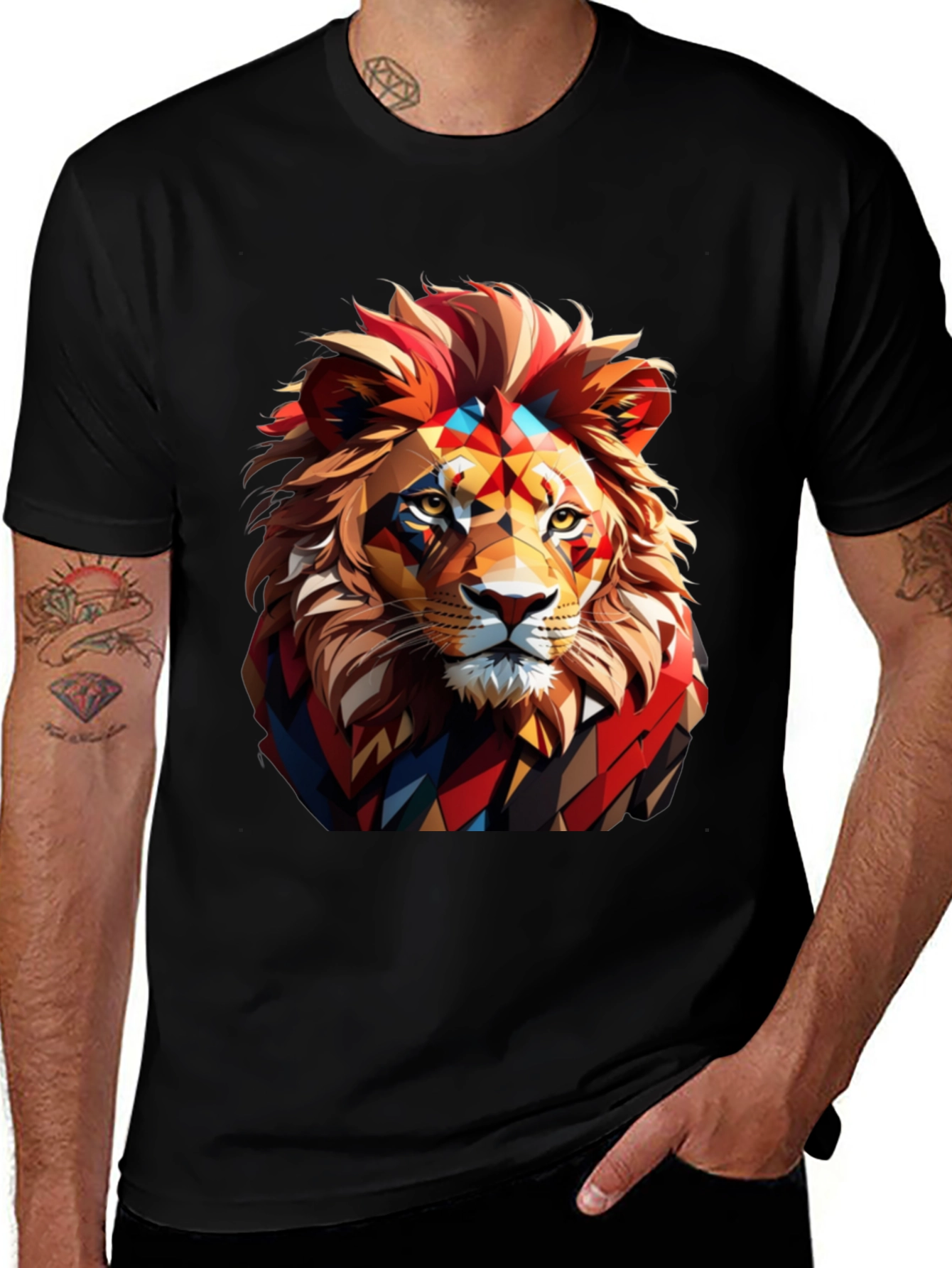 Black Lion Graphic Print Black T-Shirt main image
