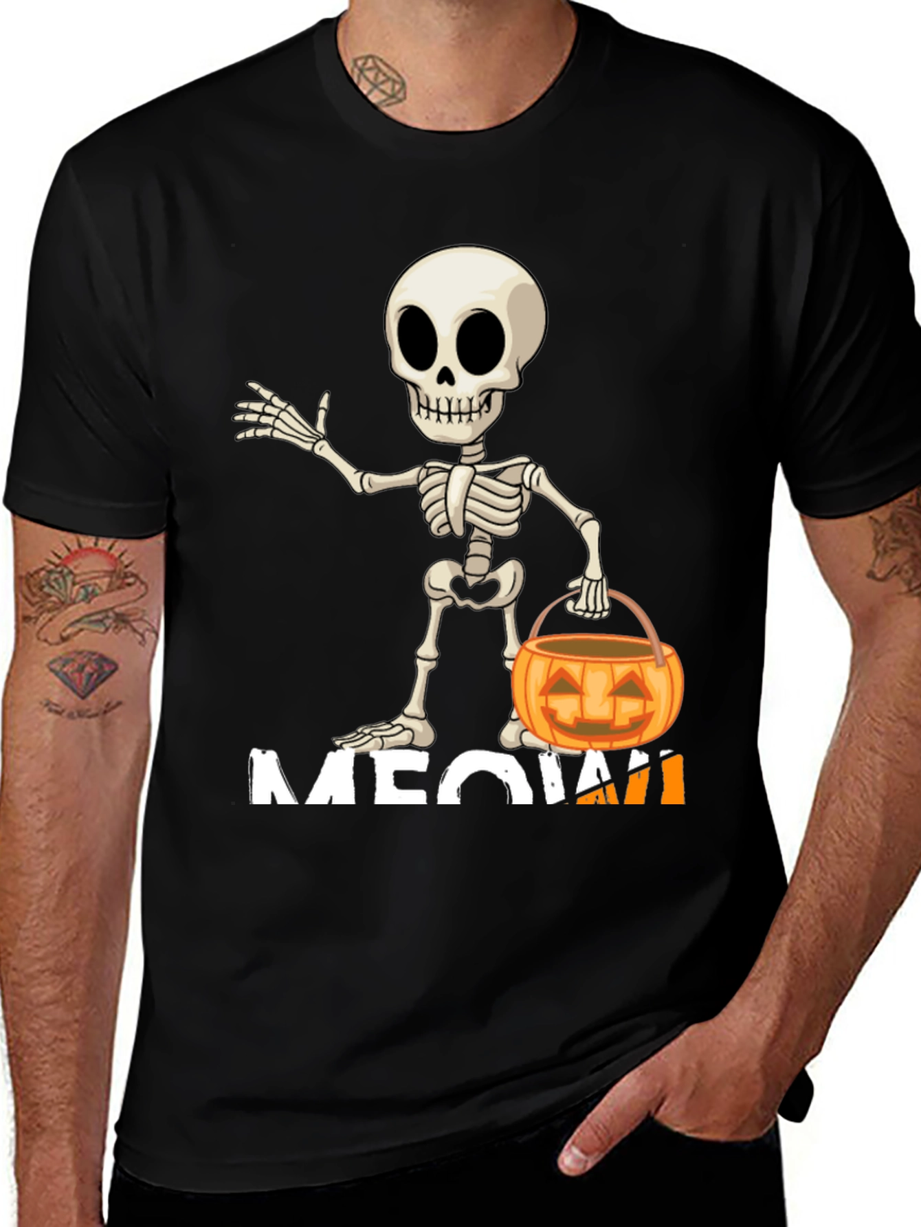 Variant 18 of Halloween Skeleton Meow T-Shirt
