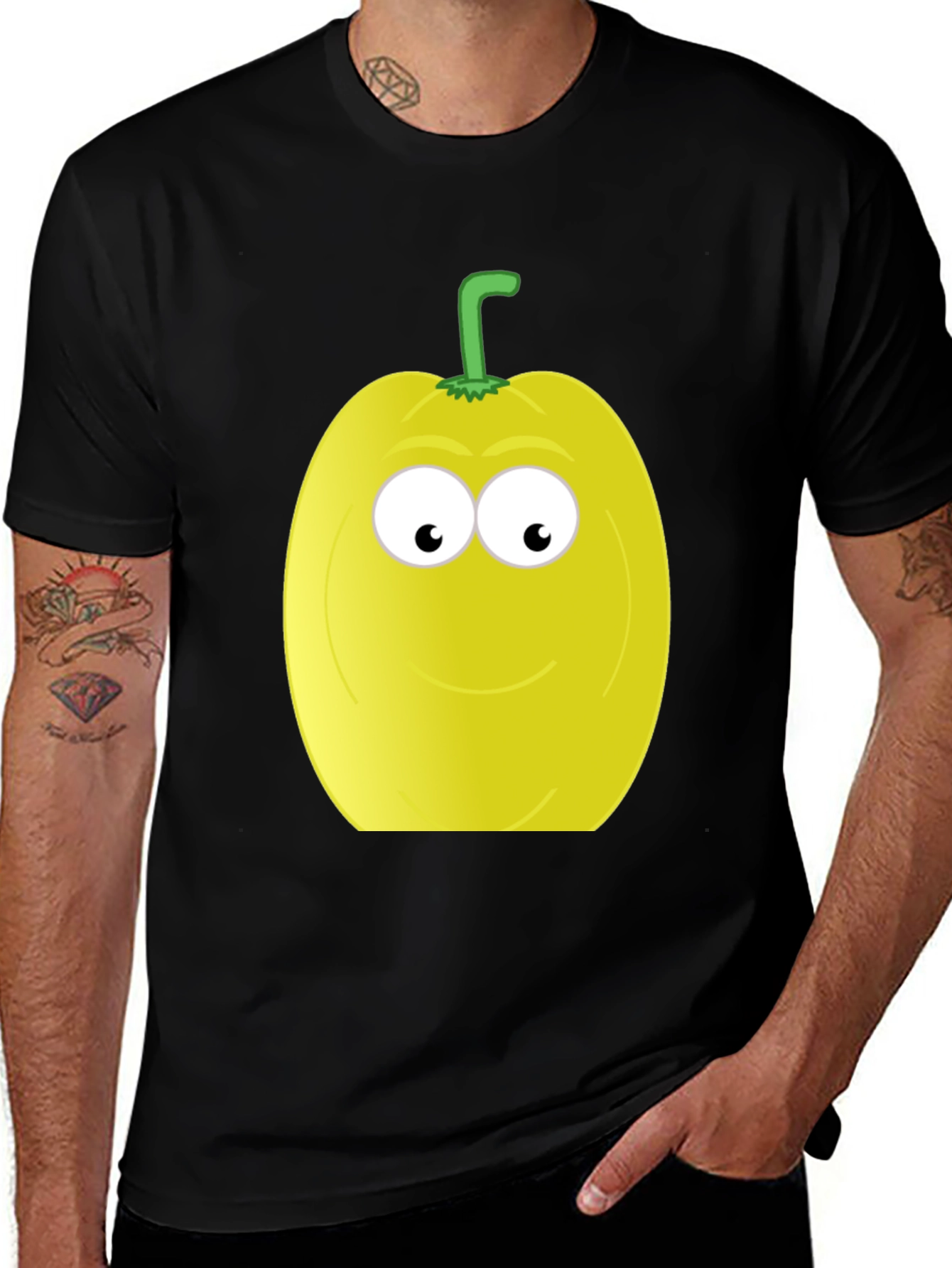 Variant 10 of Funny Fruit Face T-Shirt - Black Cotton Tee