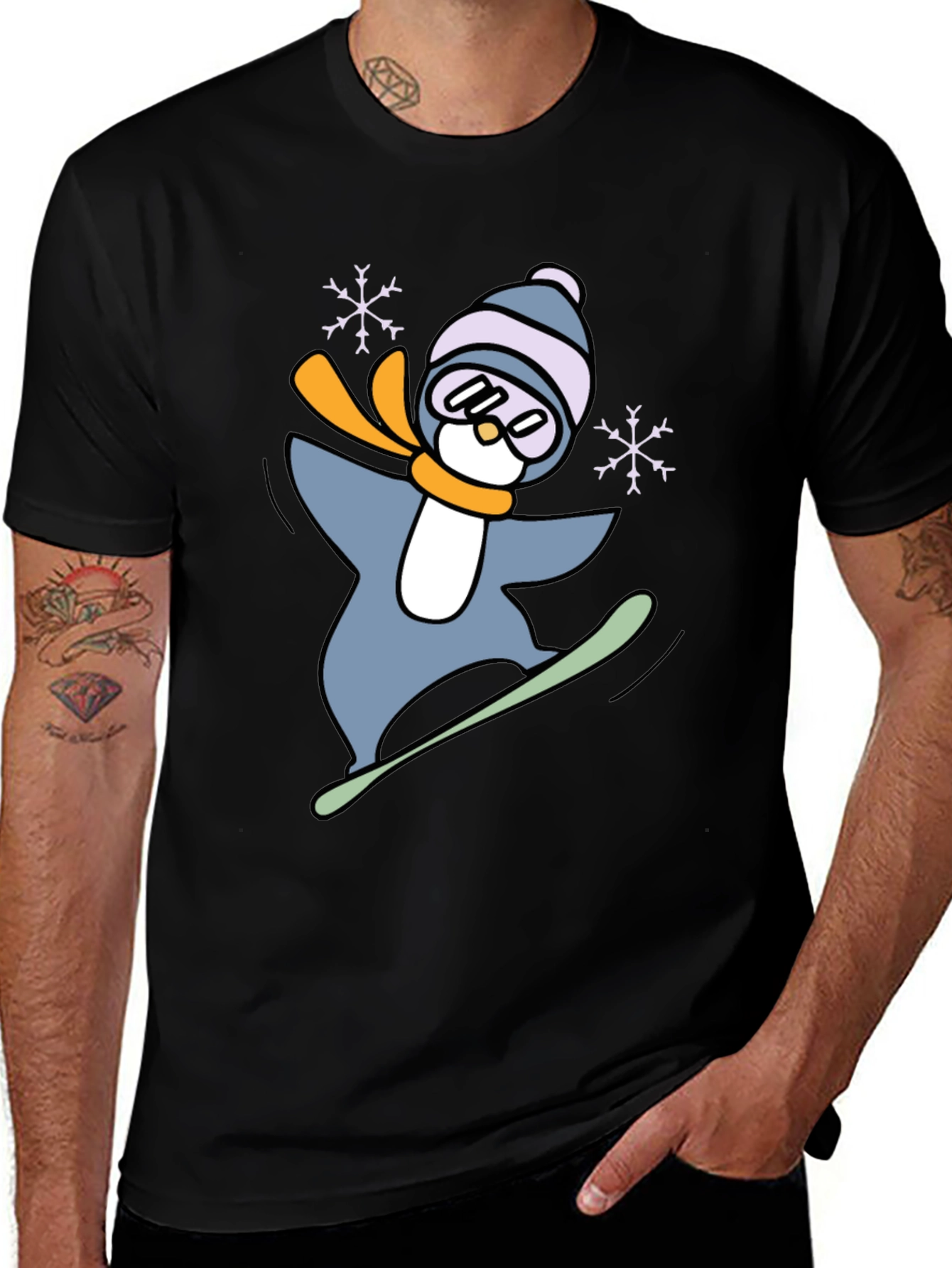 Variant 23 of Snowboarding Penguin Graphic Tee