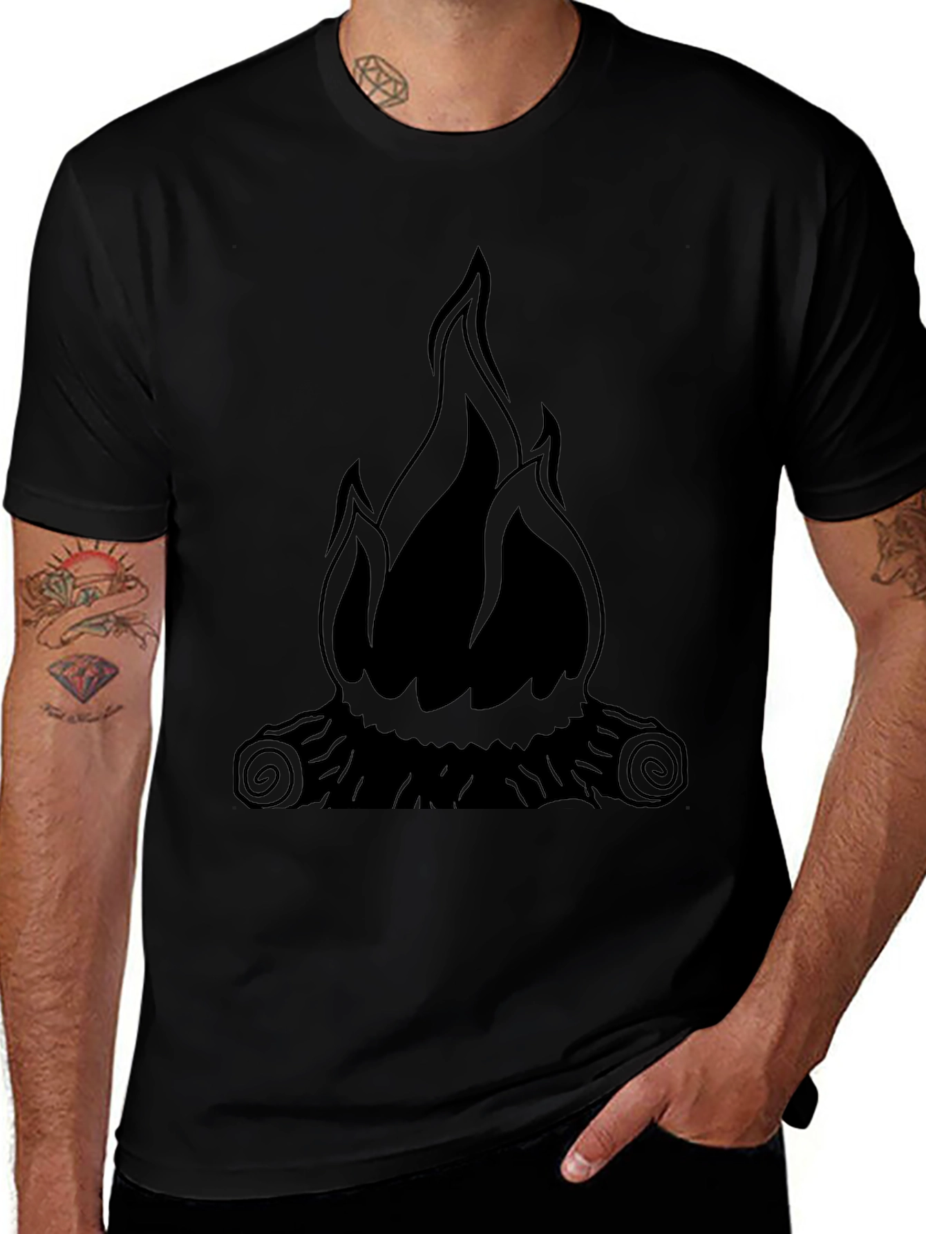Flame Graphic Black T-Shirt - Men's Style