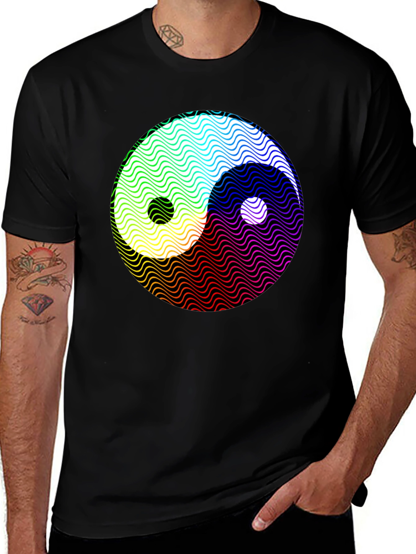 Yin Yang Wave T-Shirt - Black