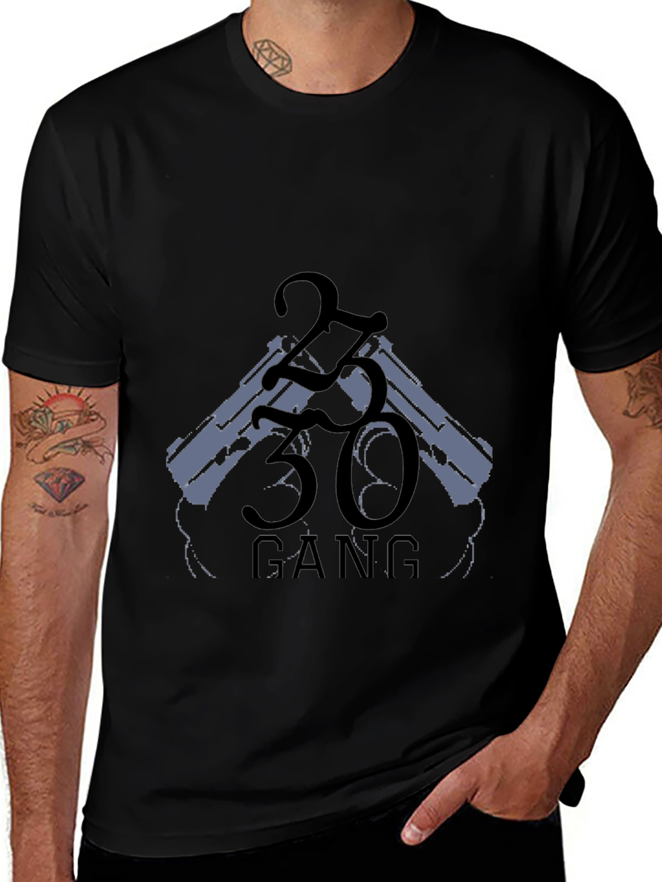 Variant 18 of 2330 Gang Graphic Black Tee Shirt
