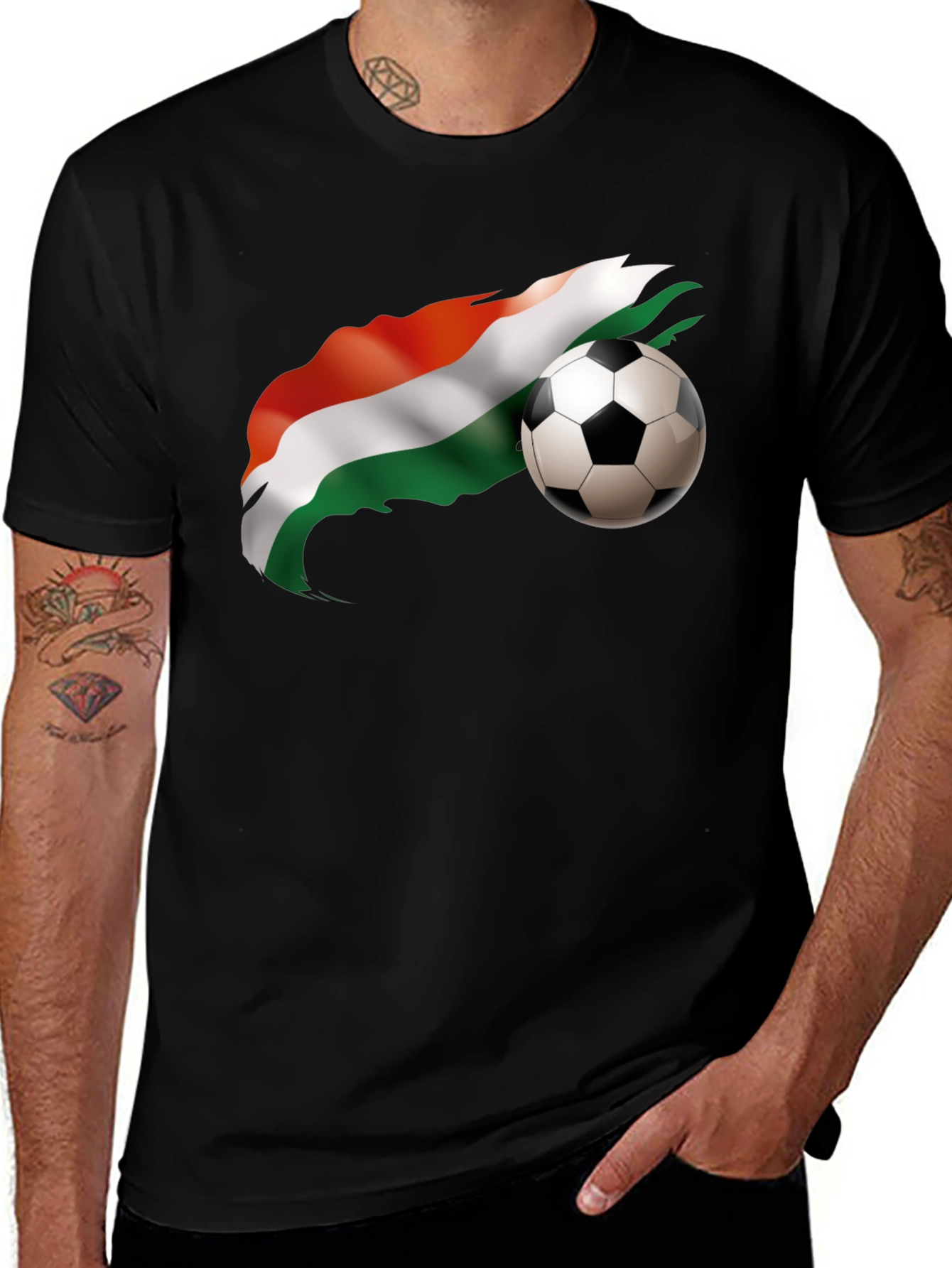 Variant 15 of Soccer Flag Graphic Tee - Soft Cotton Blend