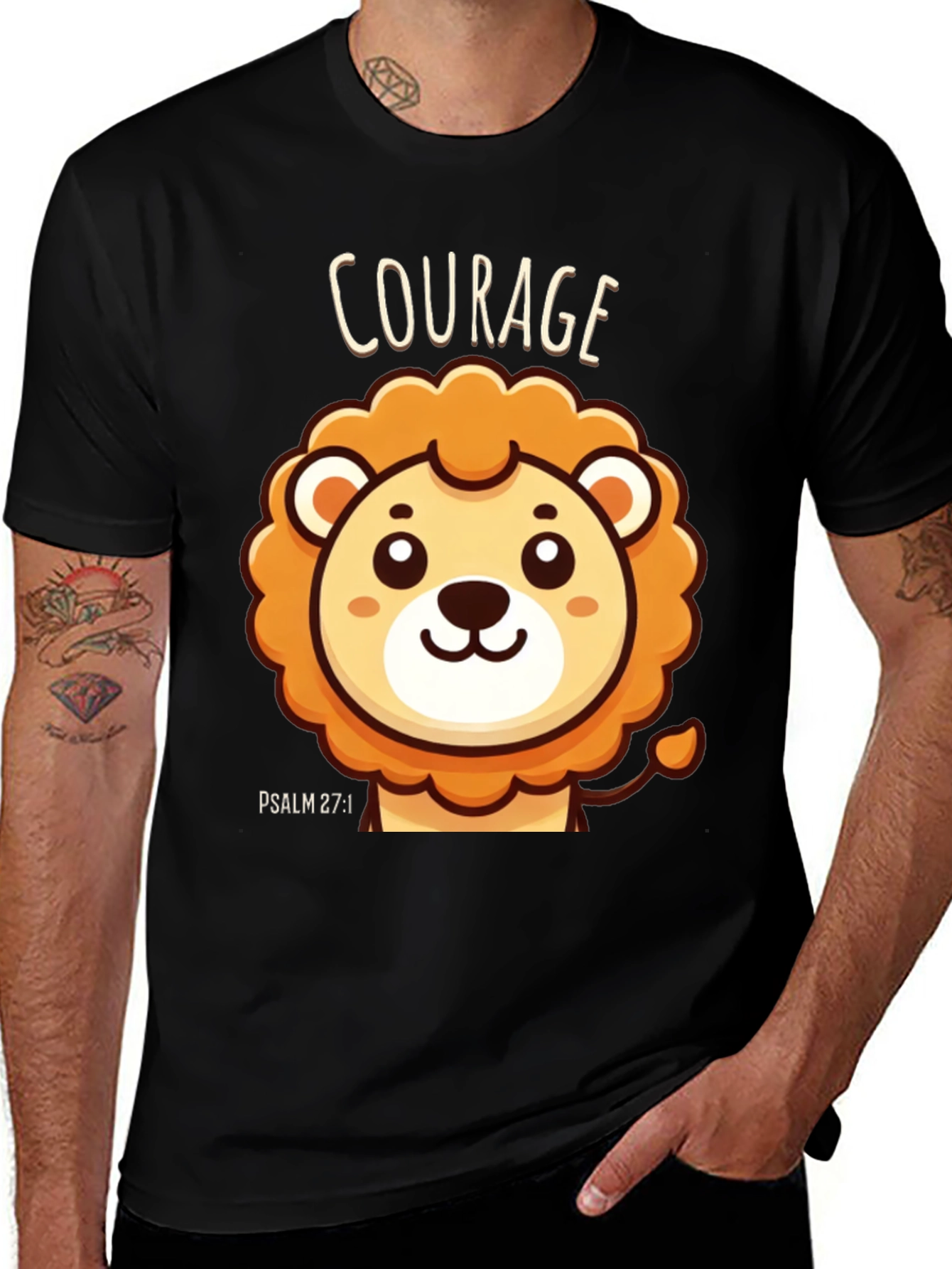 Courage Lion T-Shirt - Psalm 27:1