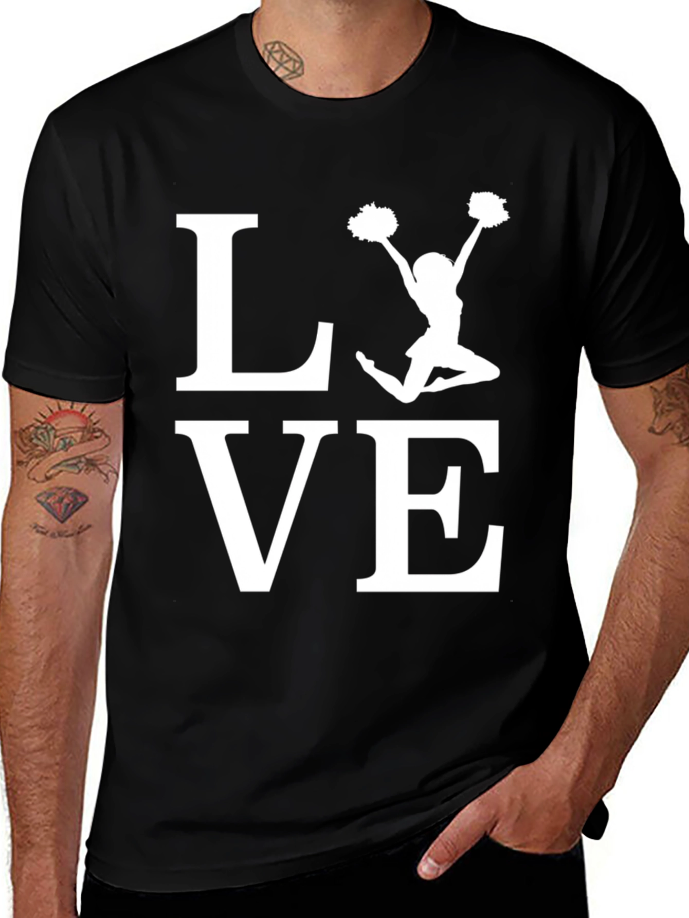 Variant 6 of Love Cheerleader T-Shirt | Black Cotton Blend Tee