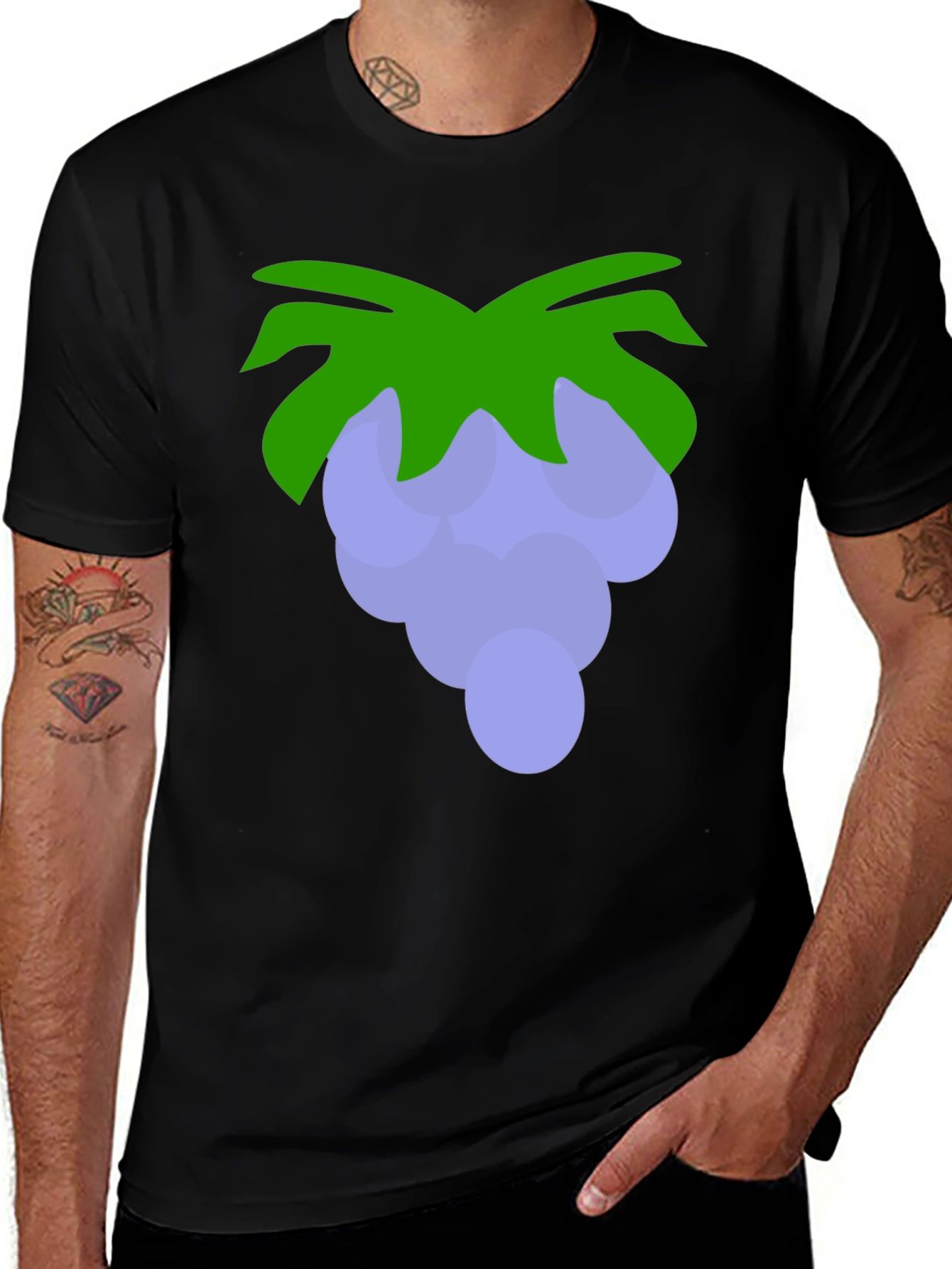Grape Graphic Print T-Shirt - Black Cotton Tee