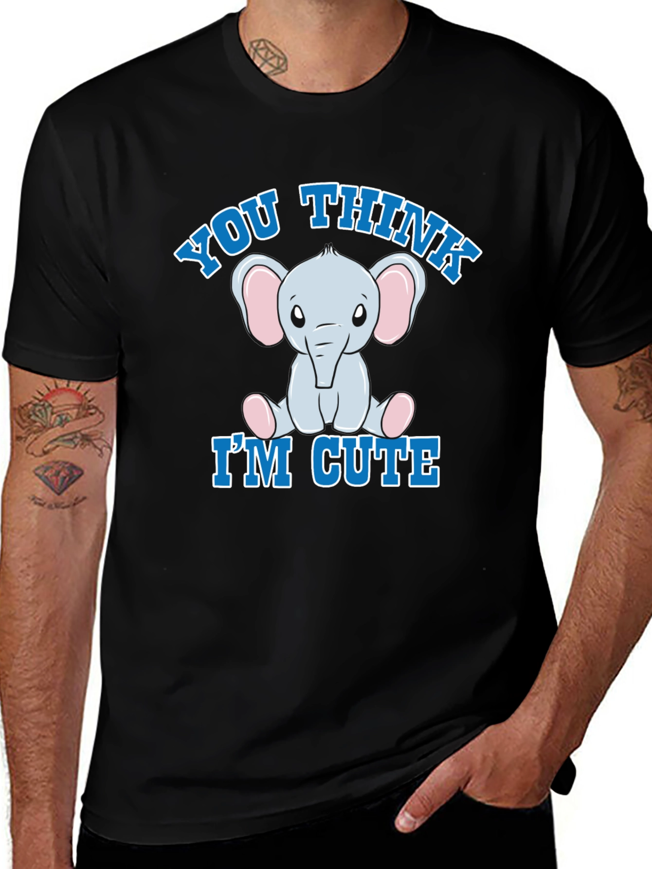 Variant 25 of Cute Elephant Graphic Tee - You Think I'm Cute T-Shirt