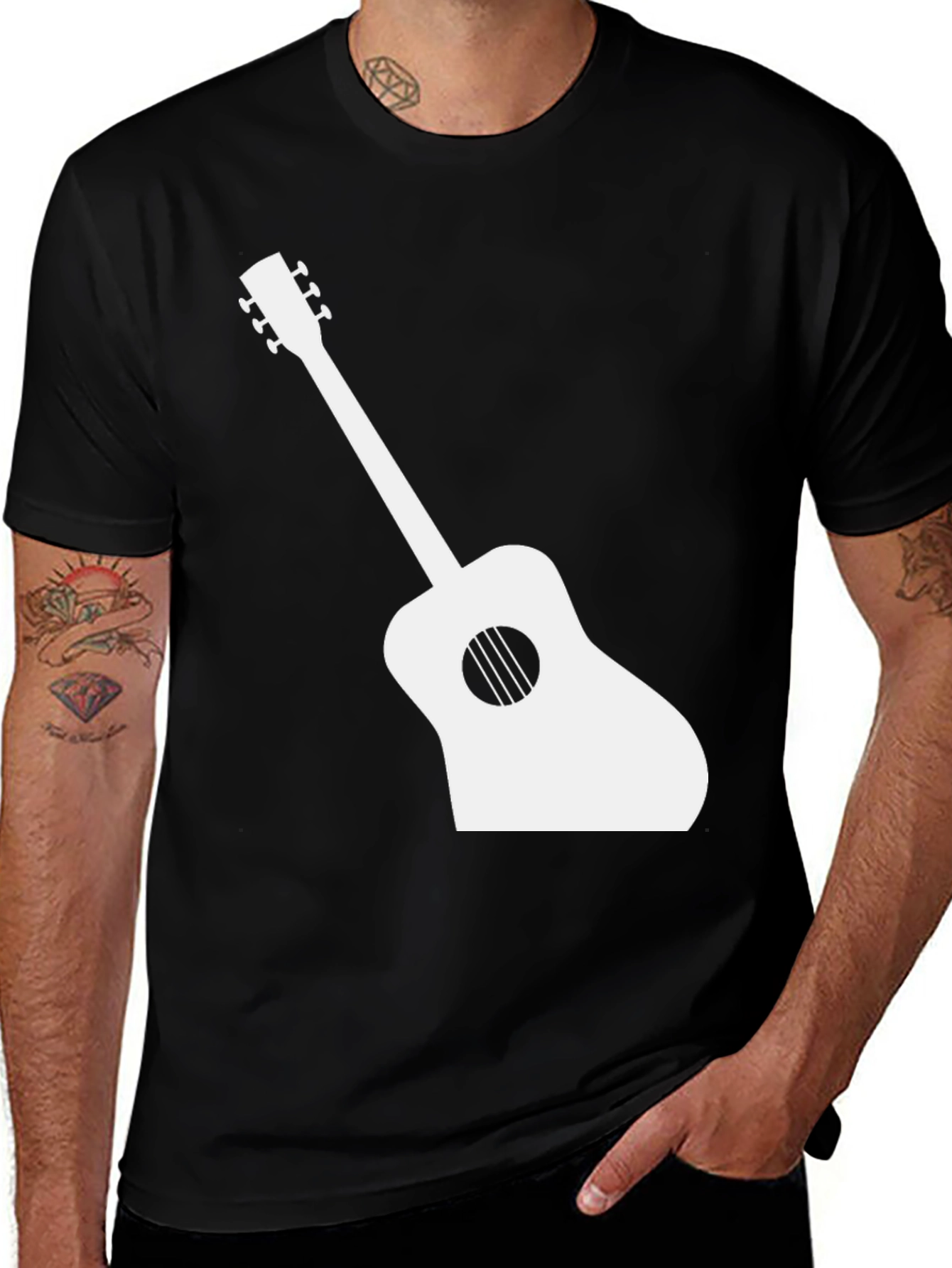 Variant 8 of Guitar Graphic Tee - Black Casual T-Shirt