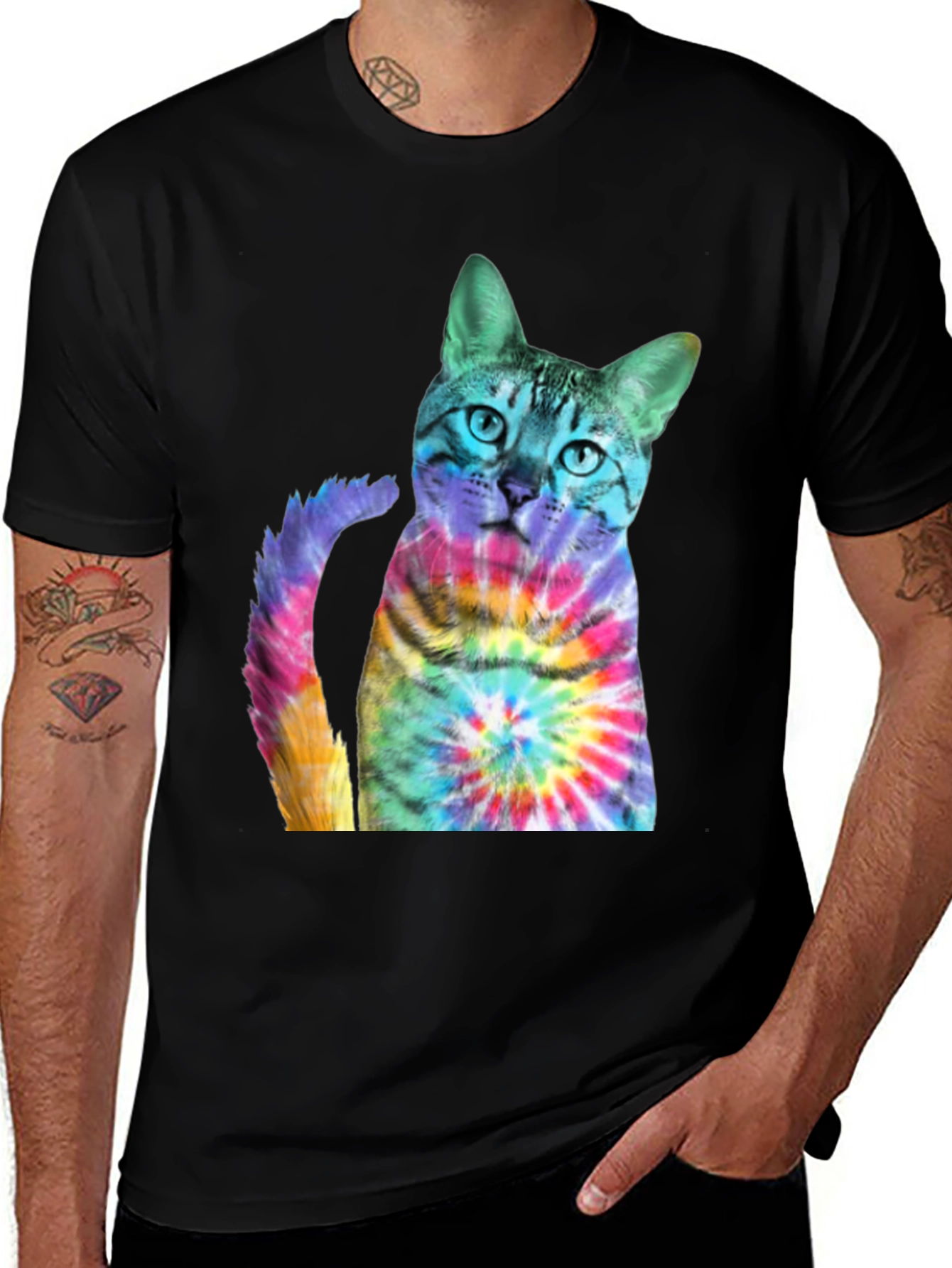 Variant 14 of Tie-Dye Cat Graphic T-Shirt