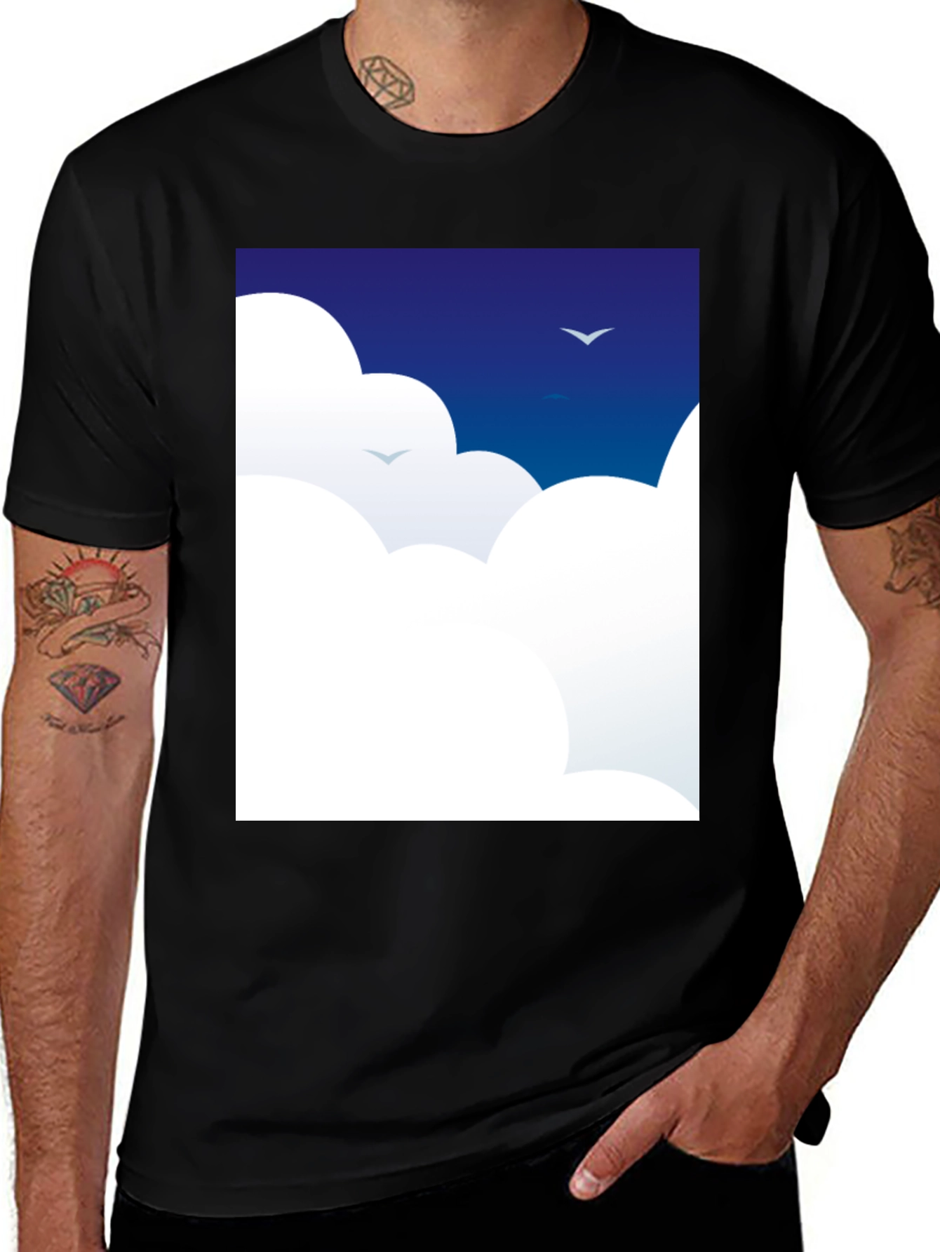 Variant 13 of Dreamy Clouds T-Shirt - Sky Blue Graphic Tee