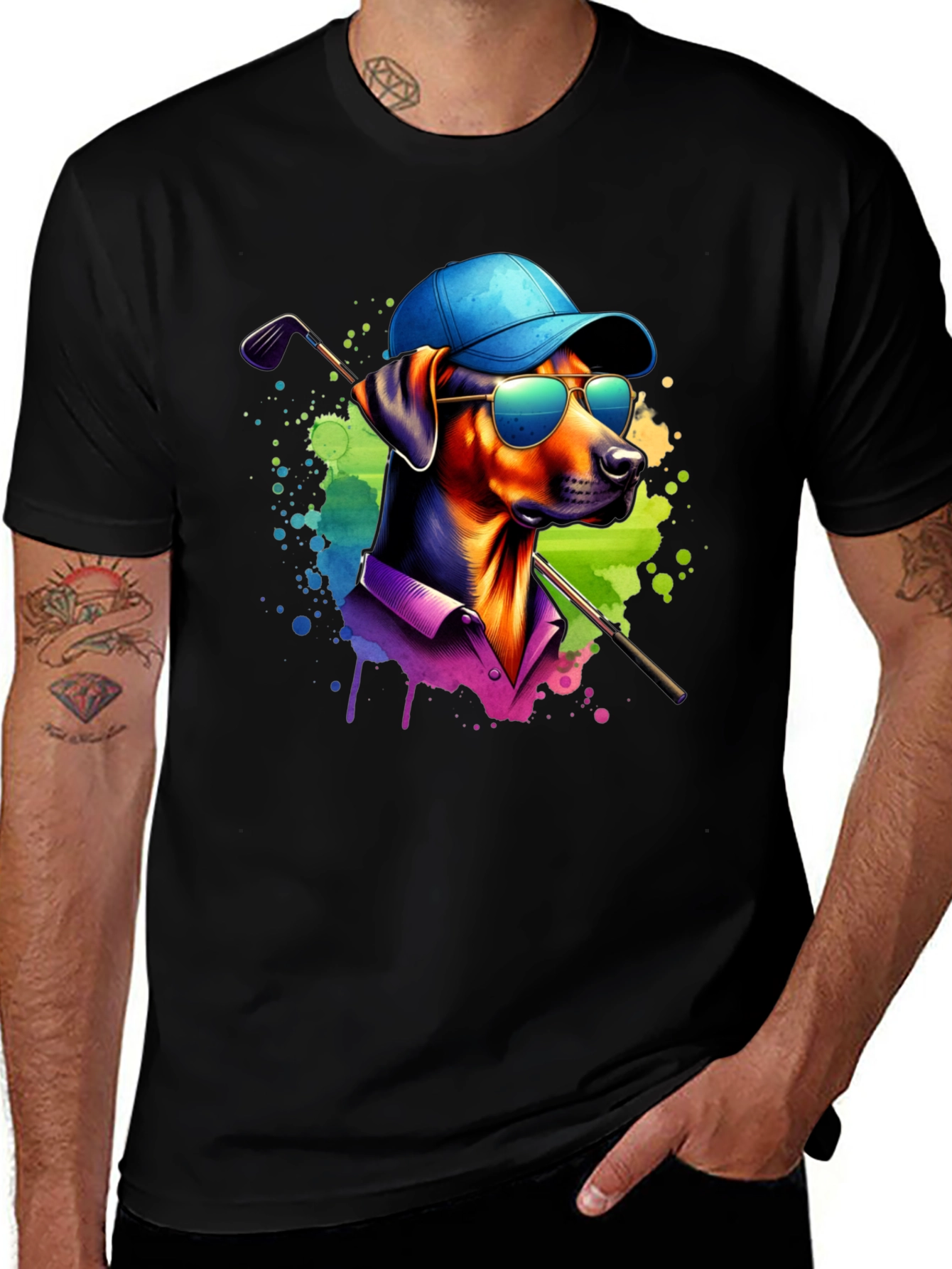 Variant 12 of Dog Golfer Graphic Tee - Cool Canine Style