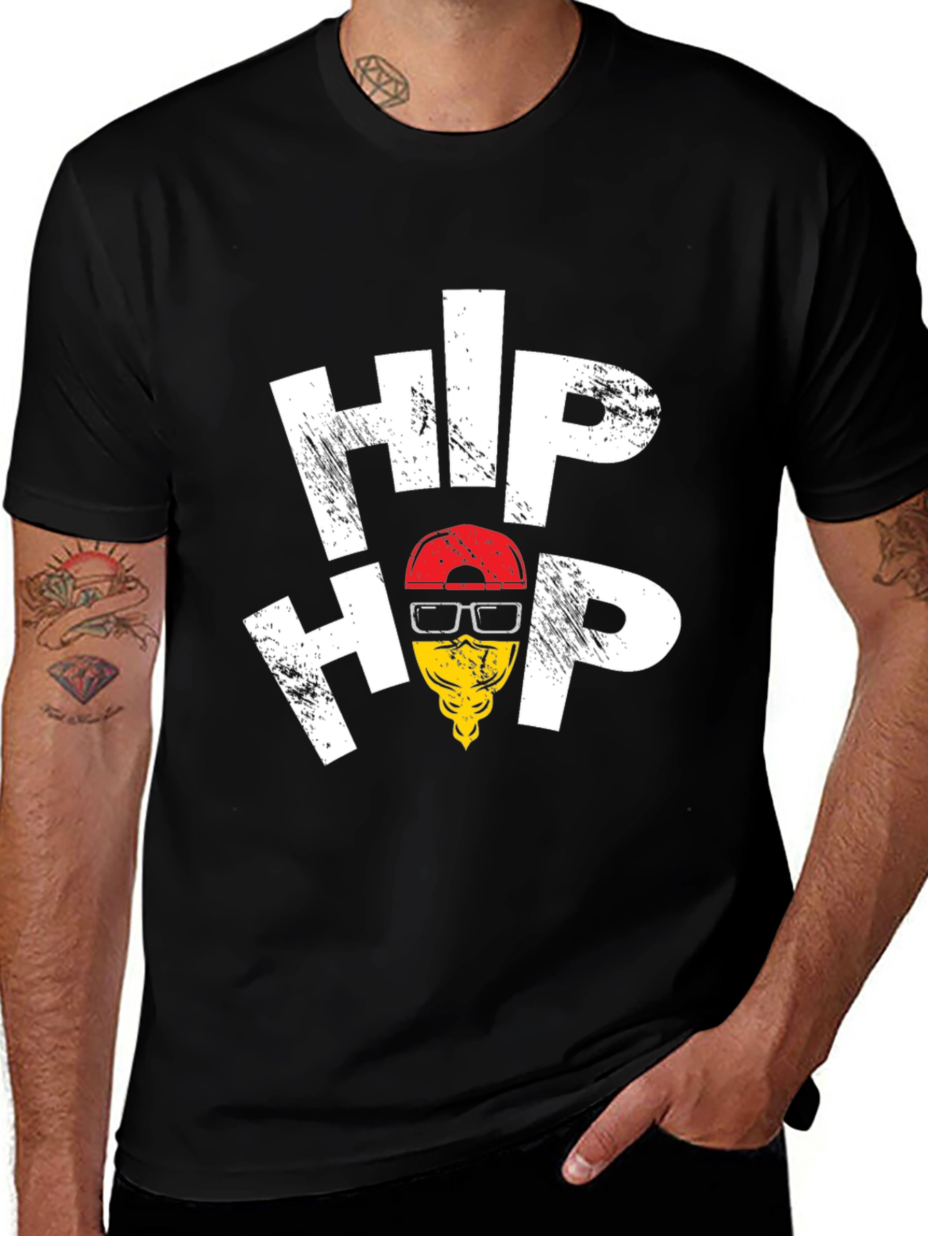 Variant 19 of Hip Hop Graphic Tee - Trendy Black T-Shirt