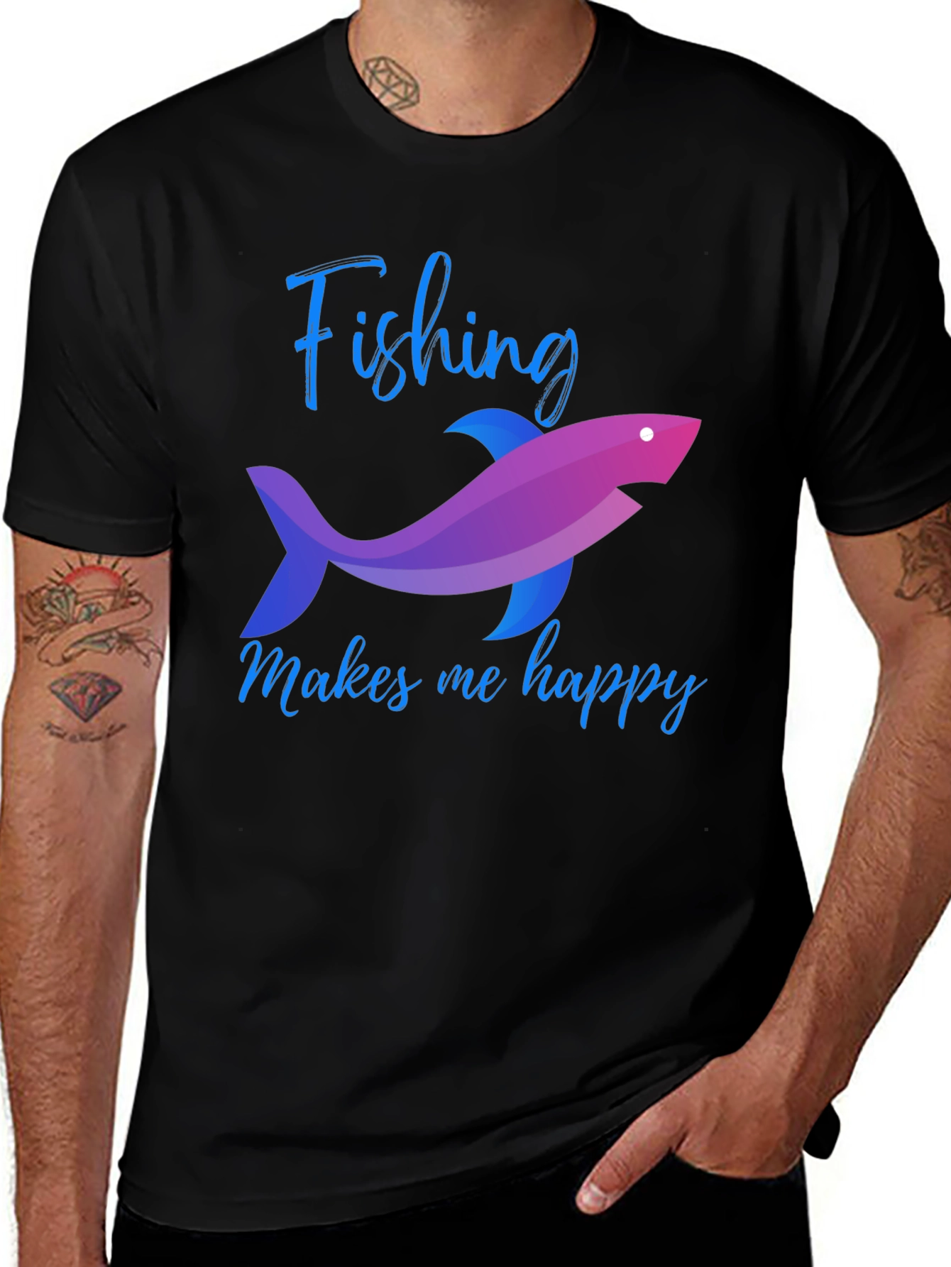 Variant 28 of Fishing Makes Me Happy Graphic Tee