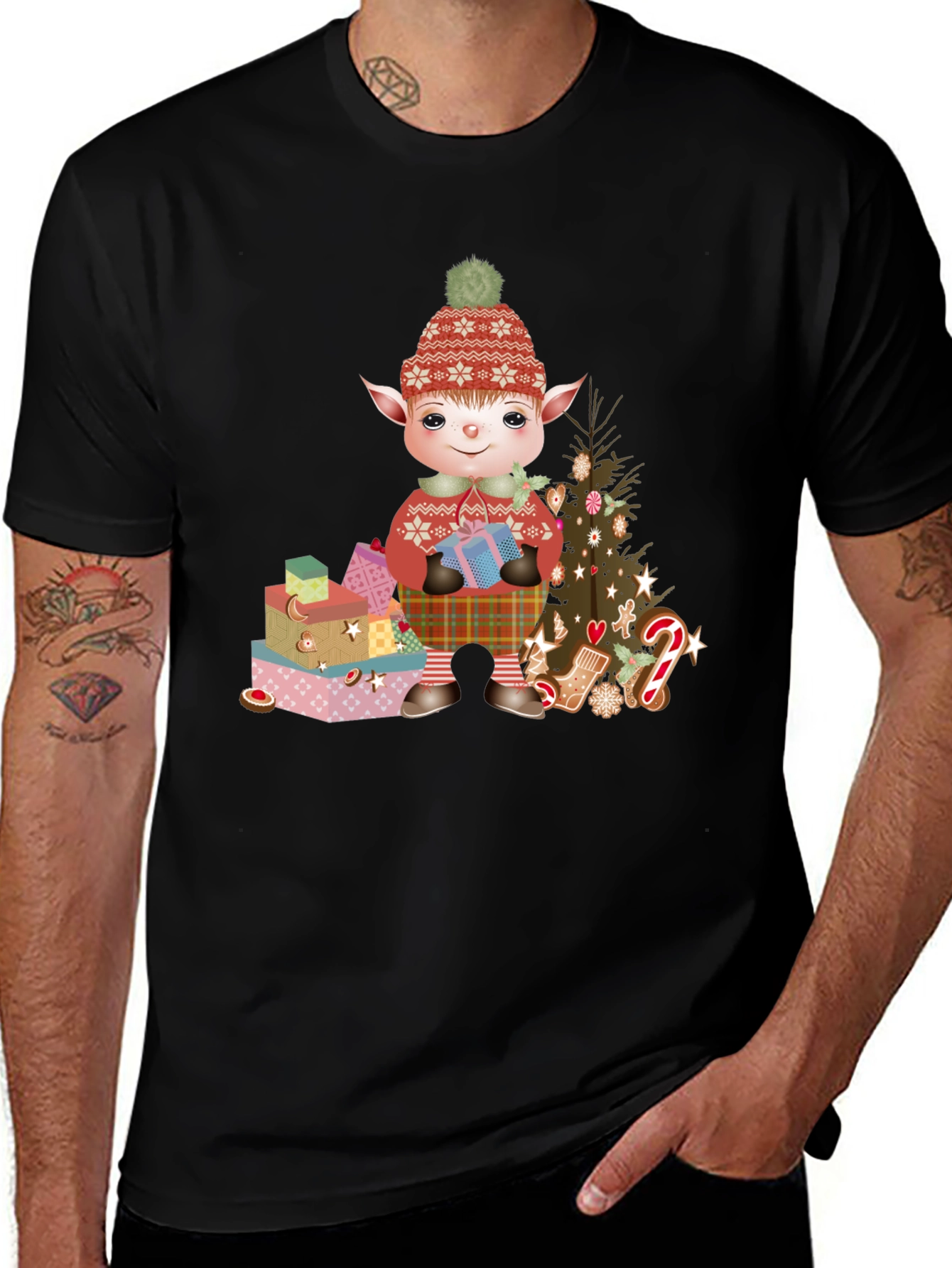 Festive Elf Graphic Tee - Holiday Cheer