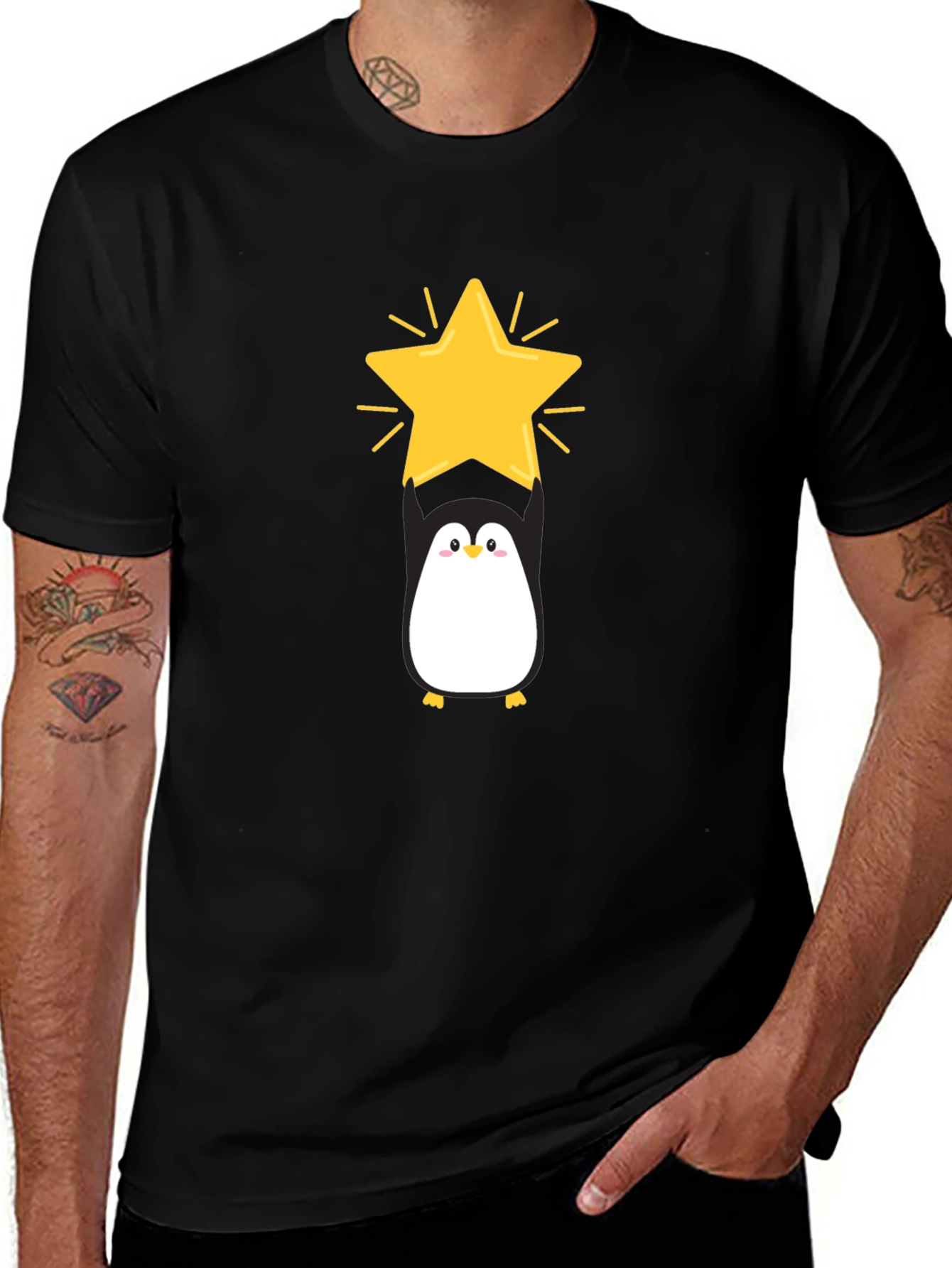 Black Penguin Star Black T-Shirt main image