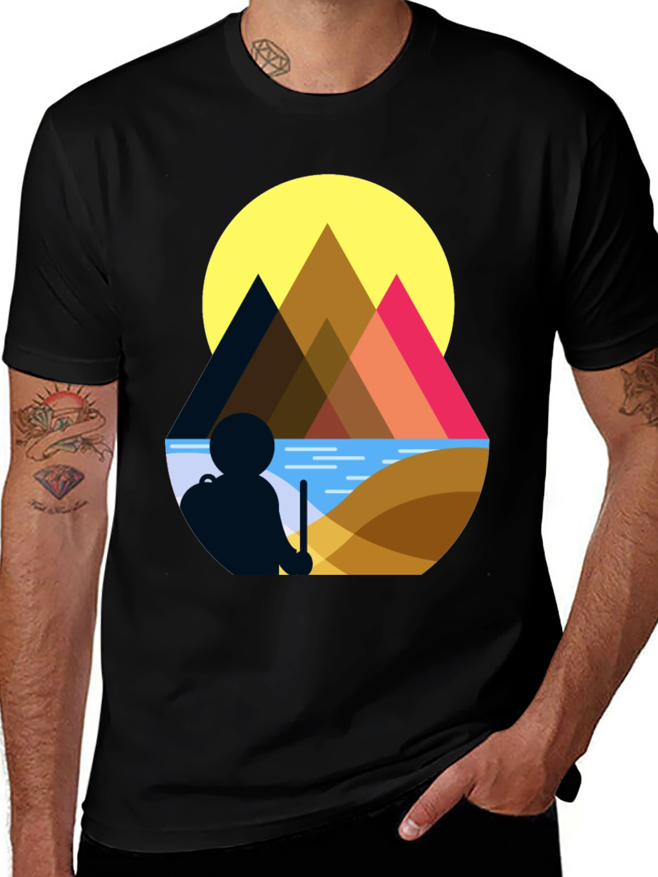 Variant 17 of Geometric Mountain Scene Graphic Tee