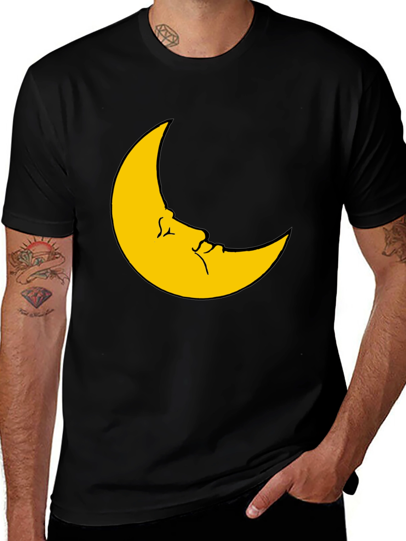 Variant 2 of Moon Face Graphic Tee - Soft Black T-Shirt